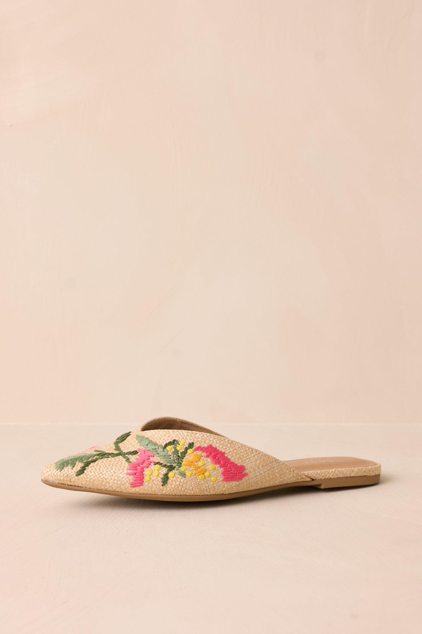 Wildflower Wander Natural Raffia Pointed Toe Flat Product Image