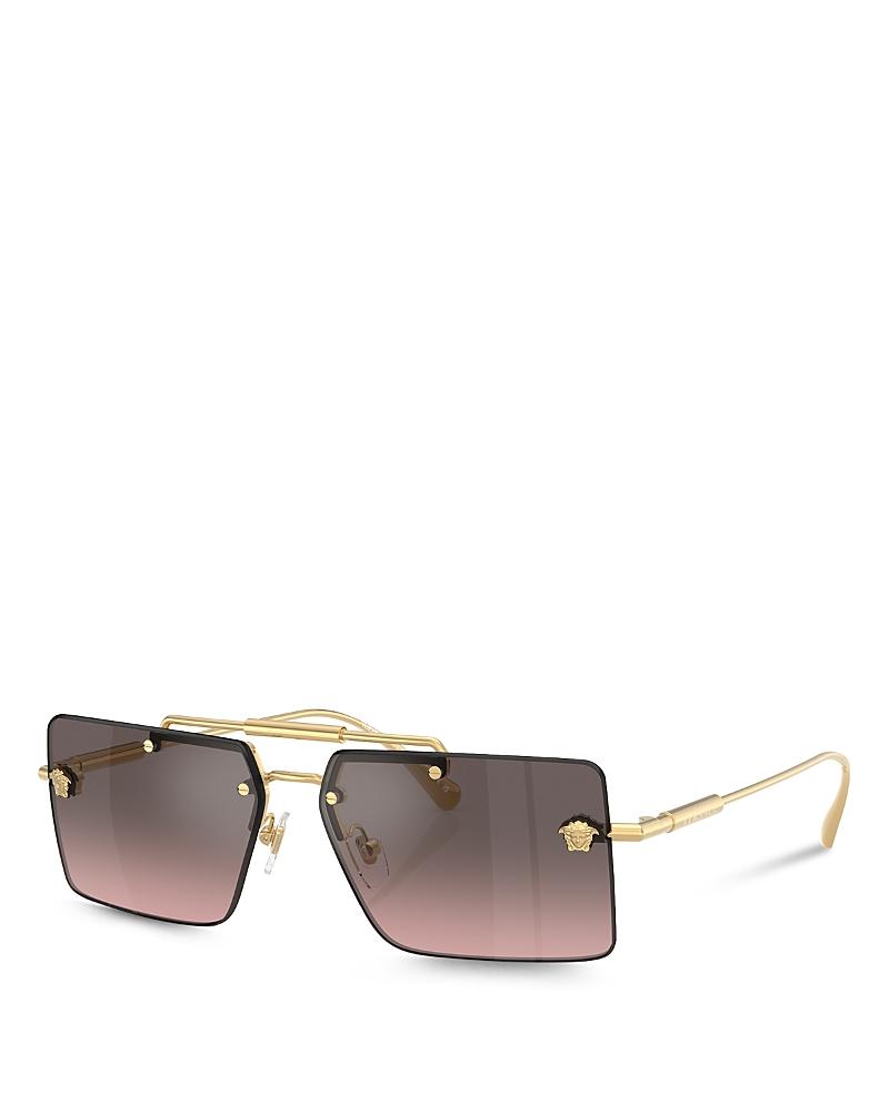 VERSACE Pink Gradient Flash Mirror Rectangular Ladies Sunglasses Ve2245 100258 60 In Brown Product Image