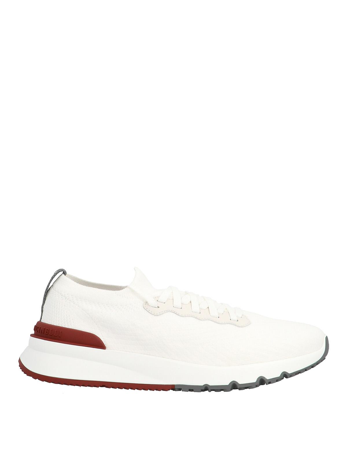 BRUNELLO CUCINELLI Cotton Knit Runners In White Product Image
