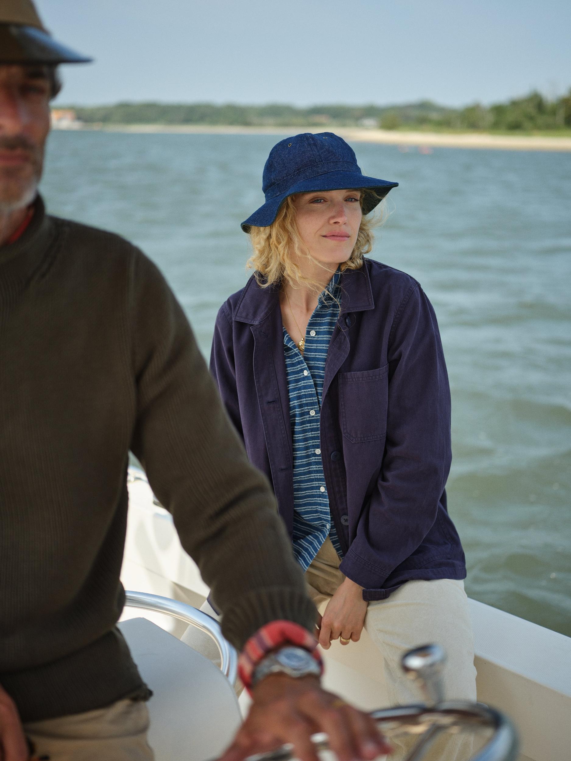 Women's French Workman’s Jacket in Navy Herringbone Product Image