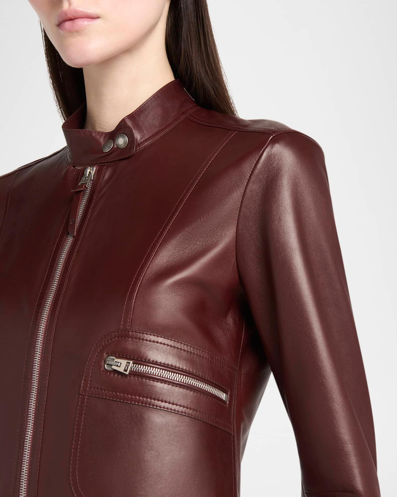 Luxe Plonge Leather Racer Jacket Product Image