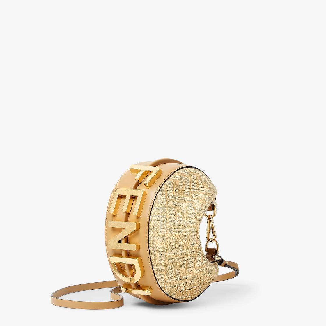 Fendigraphy MiniJacquard fabric mini-bag with raffia FF Product Image