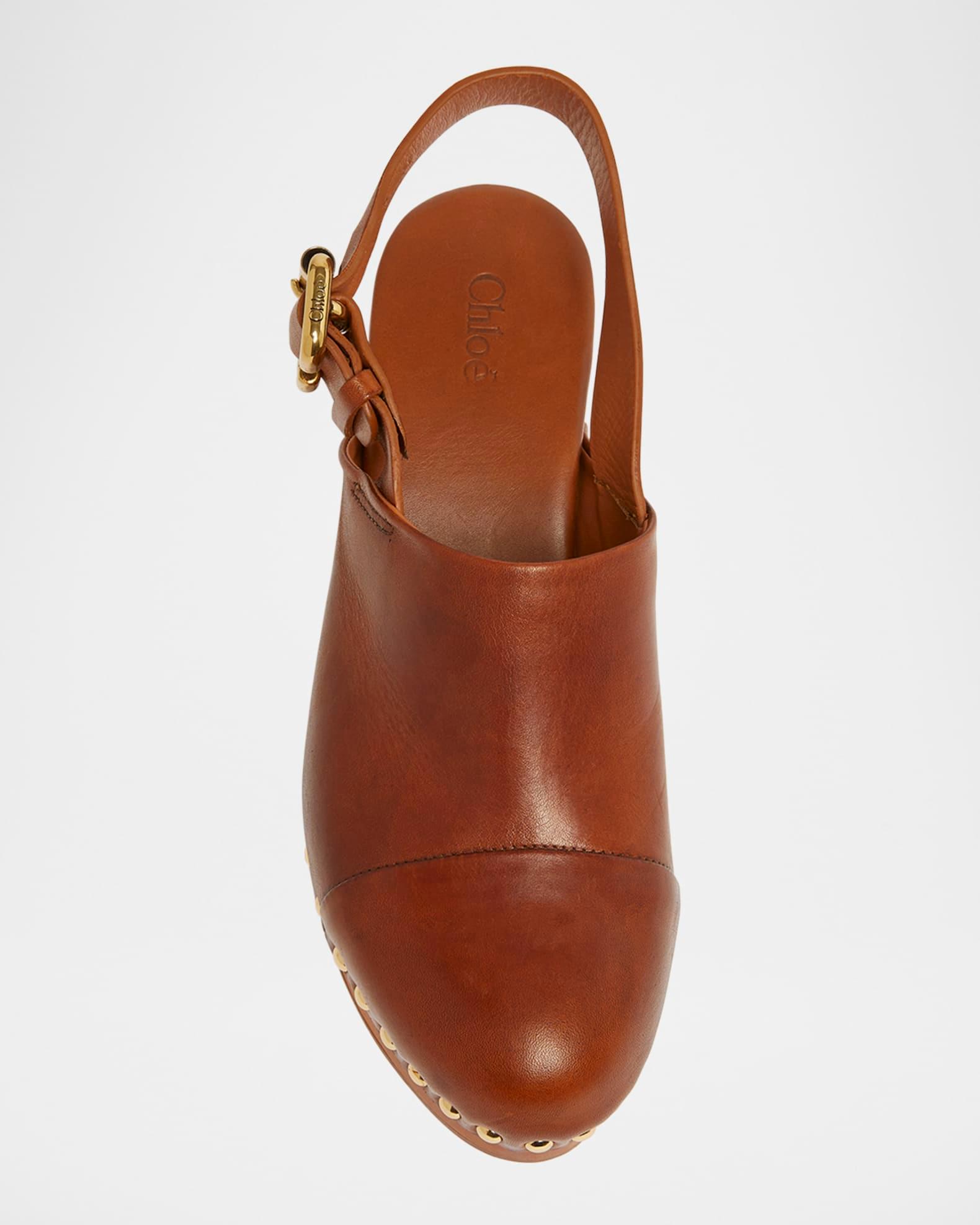 Jeannette Leather Slingback Platform Clogs Product Image