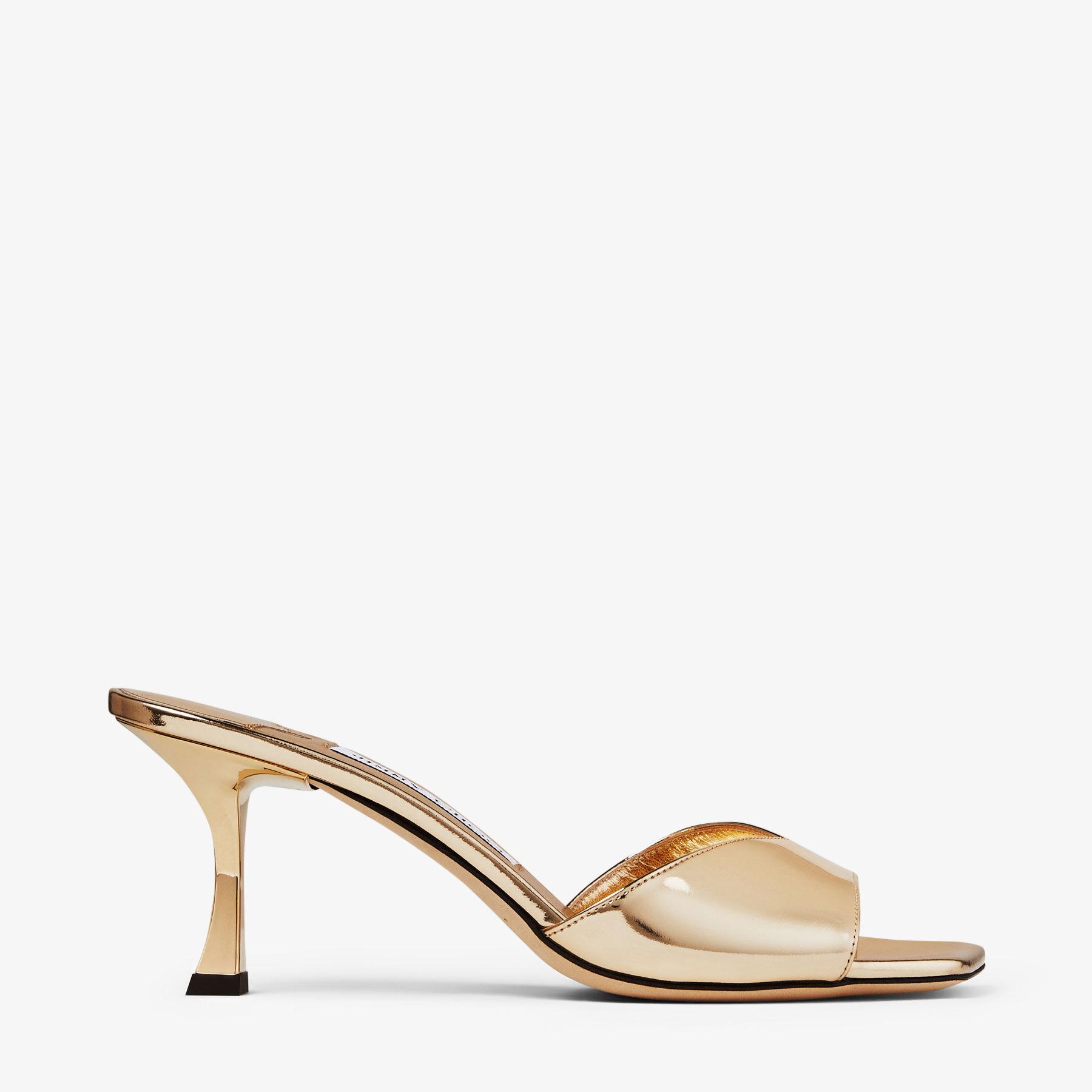 JIMMY CHOO Skye 70 Metallic Leather Sandals In Gold Product Image