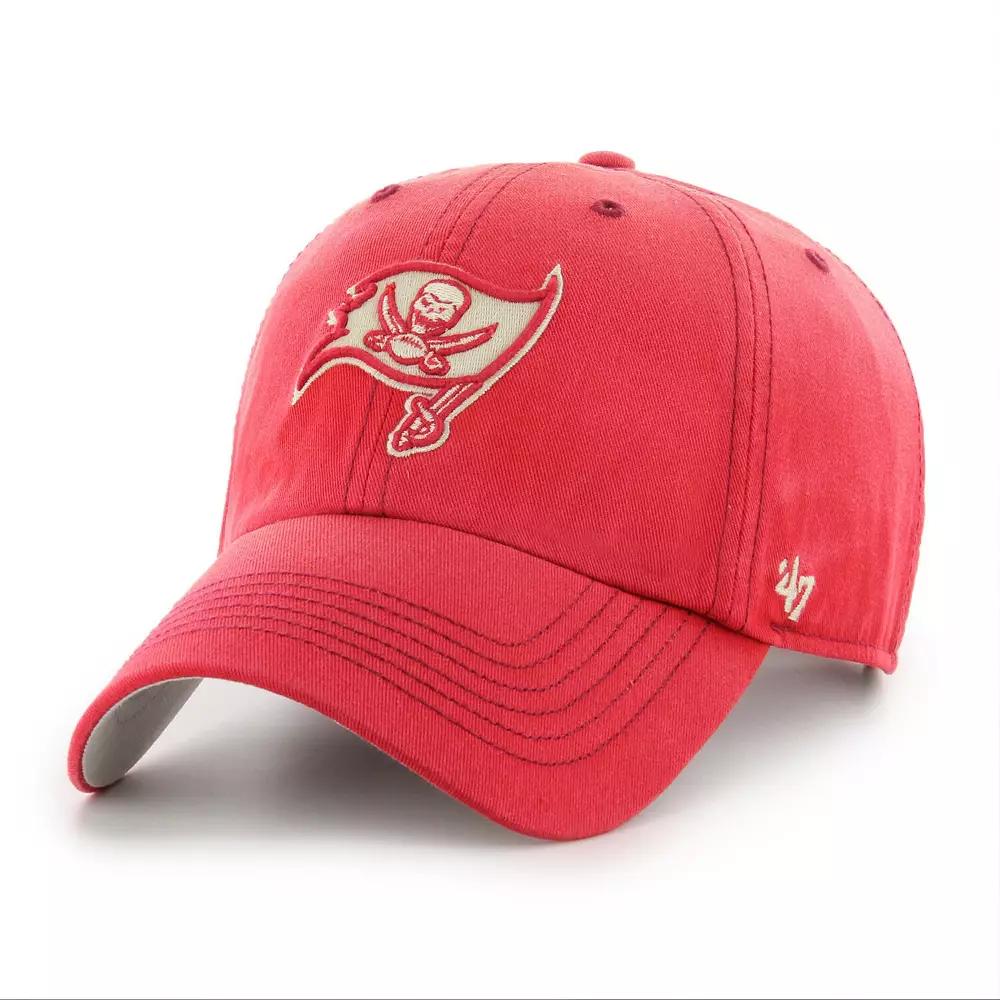Men's '47  Red Tampa Bay Buccaneers Dusted Relaxed Clean Up Adjustable Hat Product Image