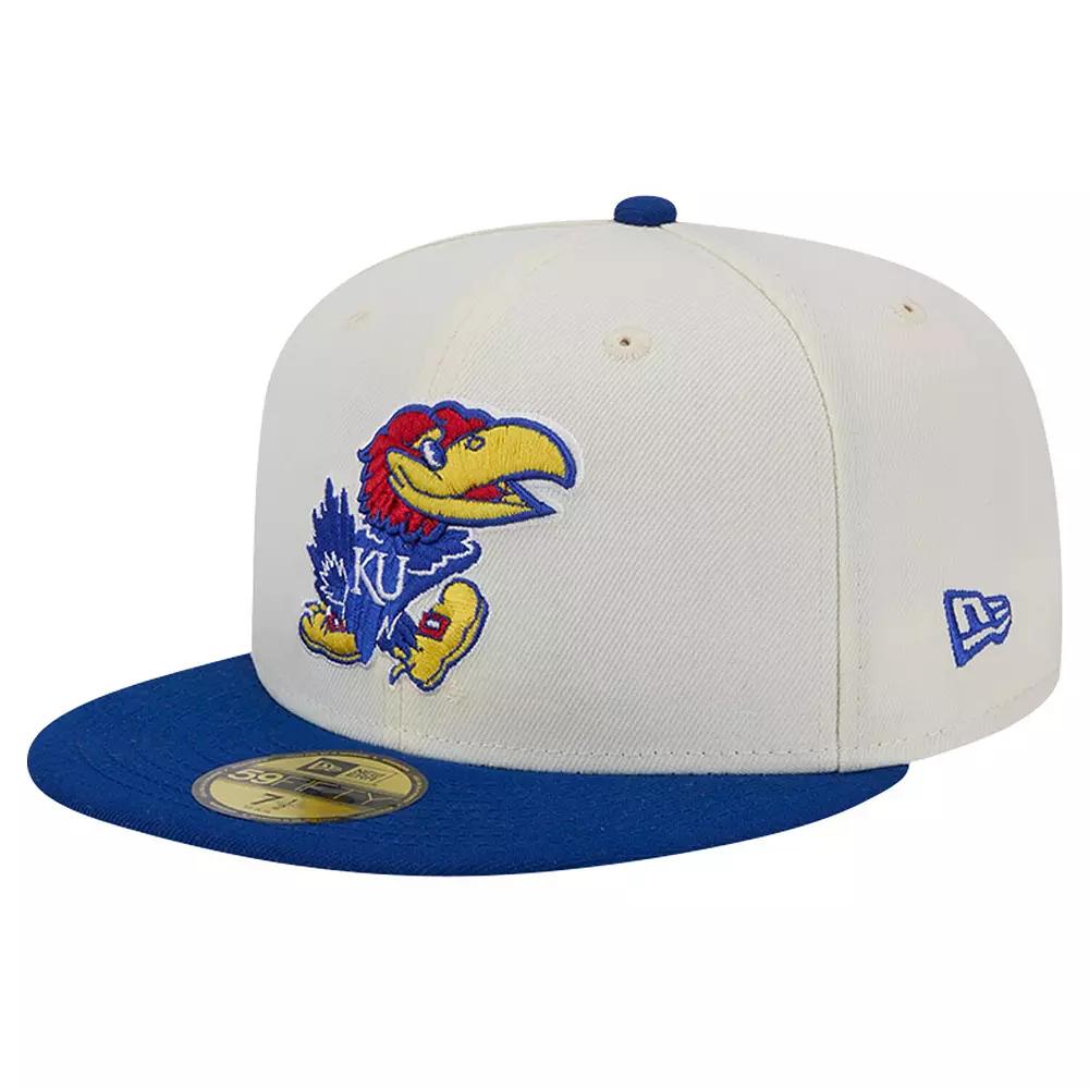 Men's New Era Kansas Jayhawks Chrome White Vintage 59FIFTY Fitted Hat, Size: 7 Product Image