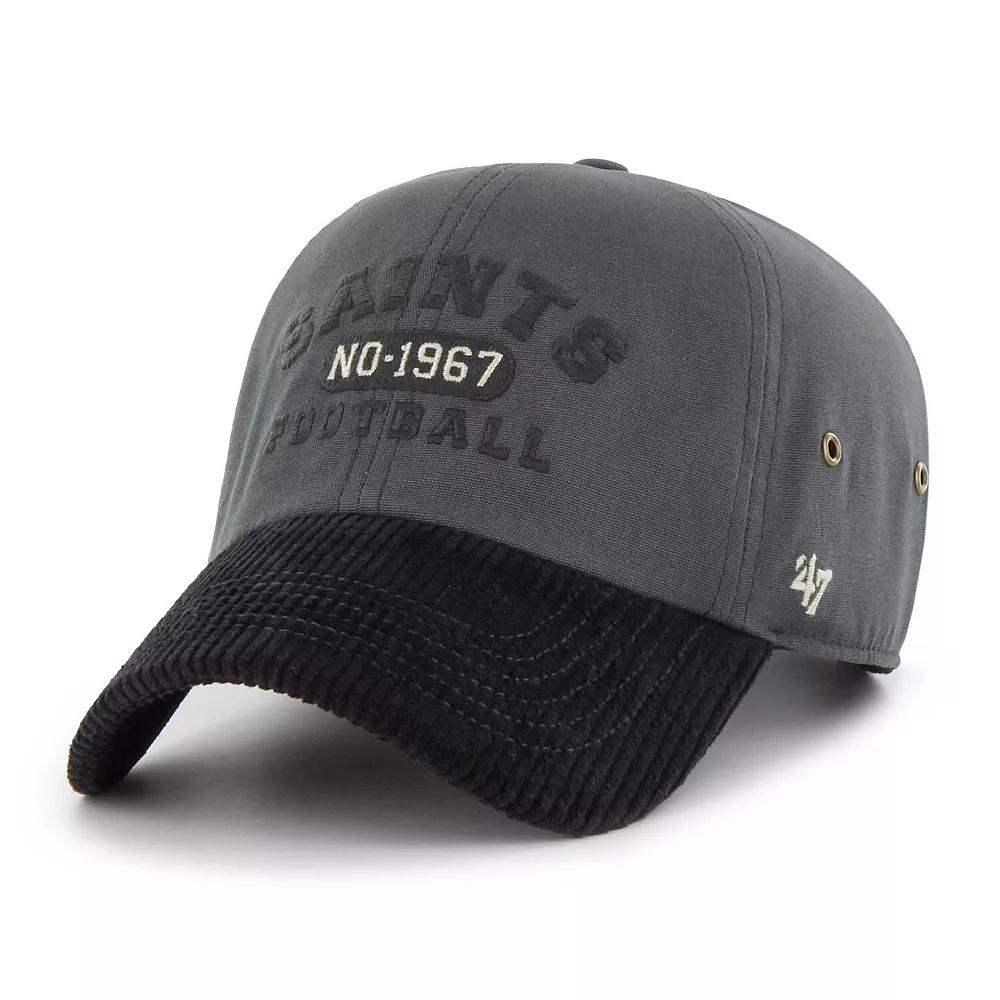 Men's '47 Charcoal New Orleans Saints Ridgeway Clean Up Adjustable Hat Product Image