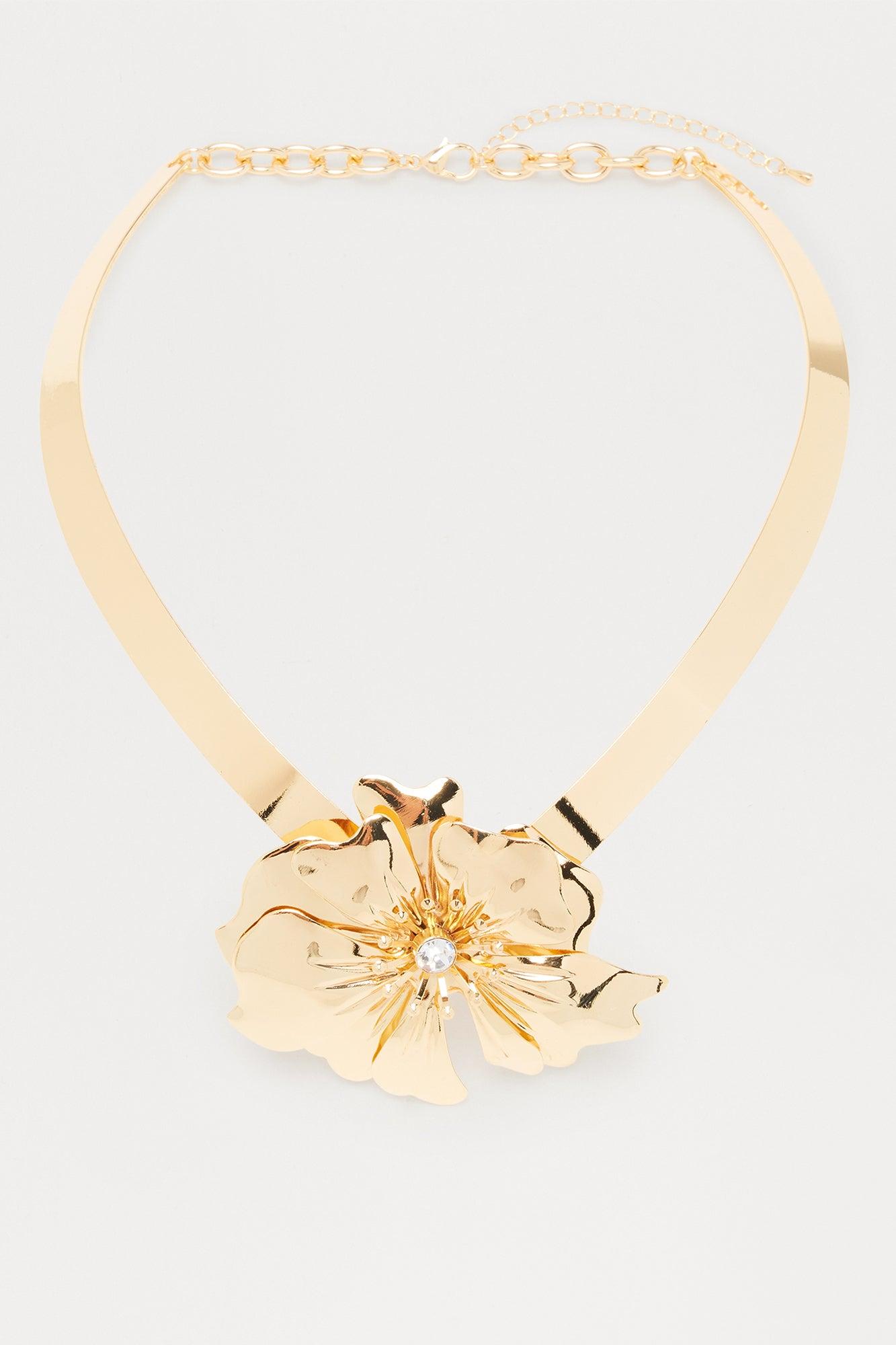 Gardenia Flower Choker - Gold Female Product Image
