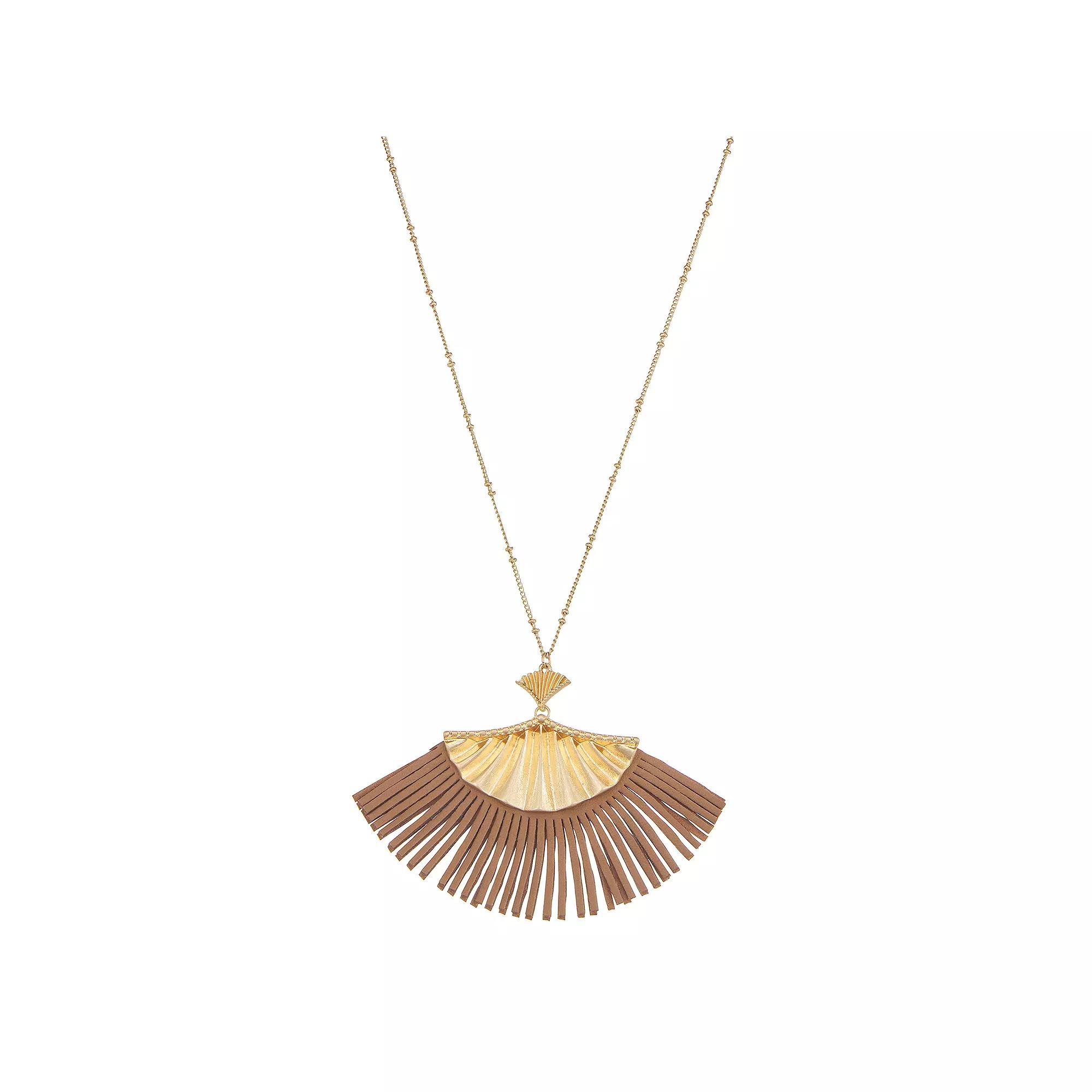 Sonoma Goods For Life® Gold Tone Fringe Pendant Long Necklace, Women's, Brown Product Image