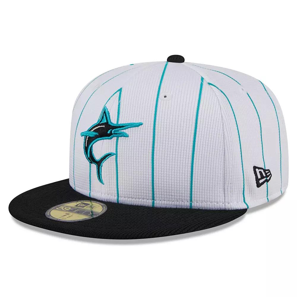 Men's New Era  White Miami Marlins 2024 Batting Practice 59FIFTY Fitted Hat, Size: 8 Product Image