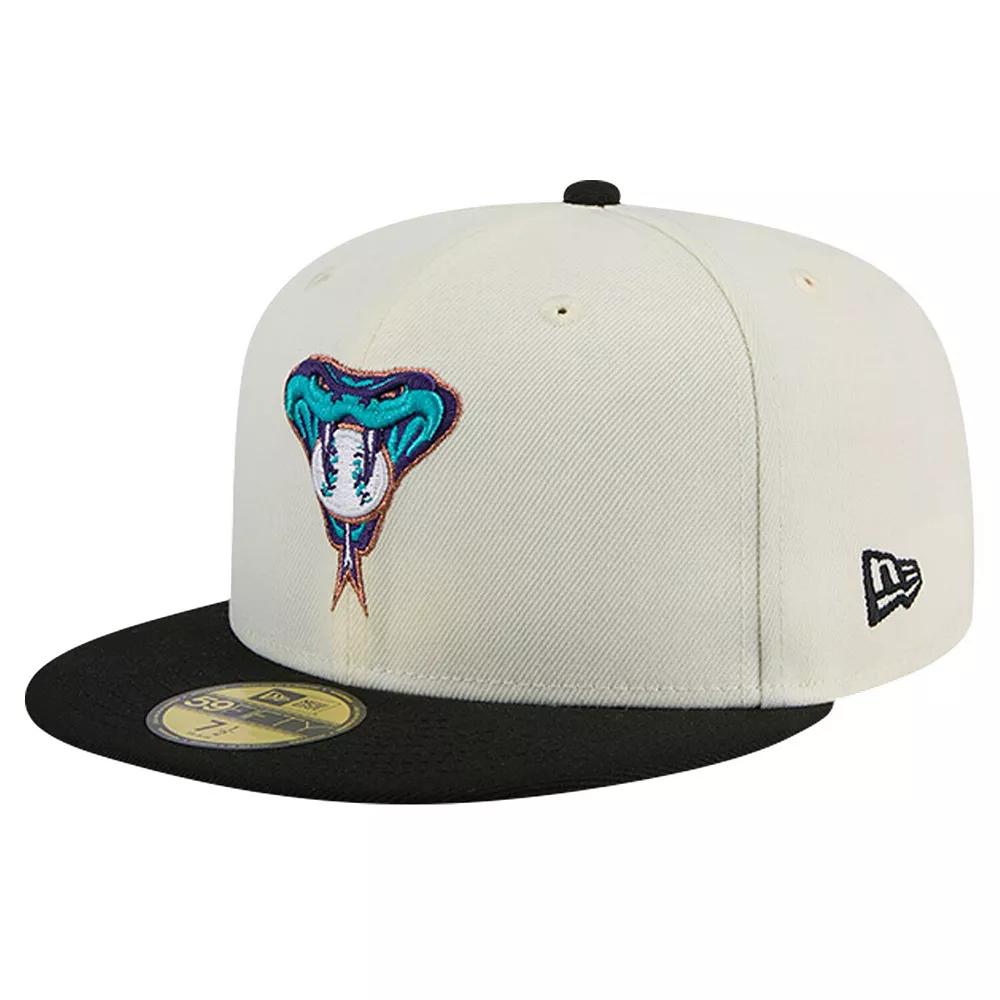 Men's New Era Cream Arizona Diamondbacks Cooperstown Collection Chrome 59FIFTY Fitted Hat, Size: 7 3/4, Beige Product Image