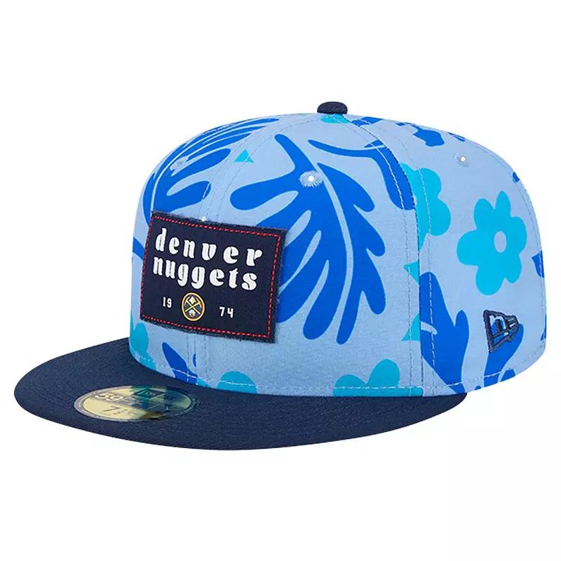 Men's New Era Blue Denver Nuggets Palm Fronds 2-Tone 59FIFTY Fitted Hat,  Product Image