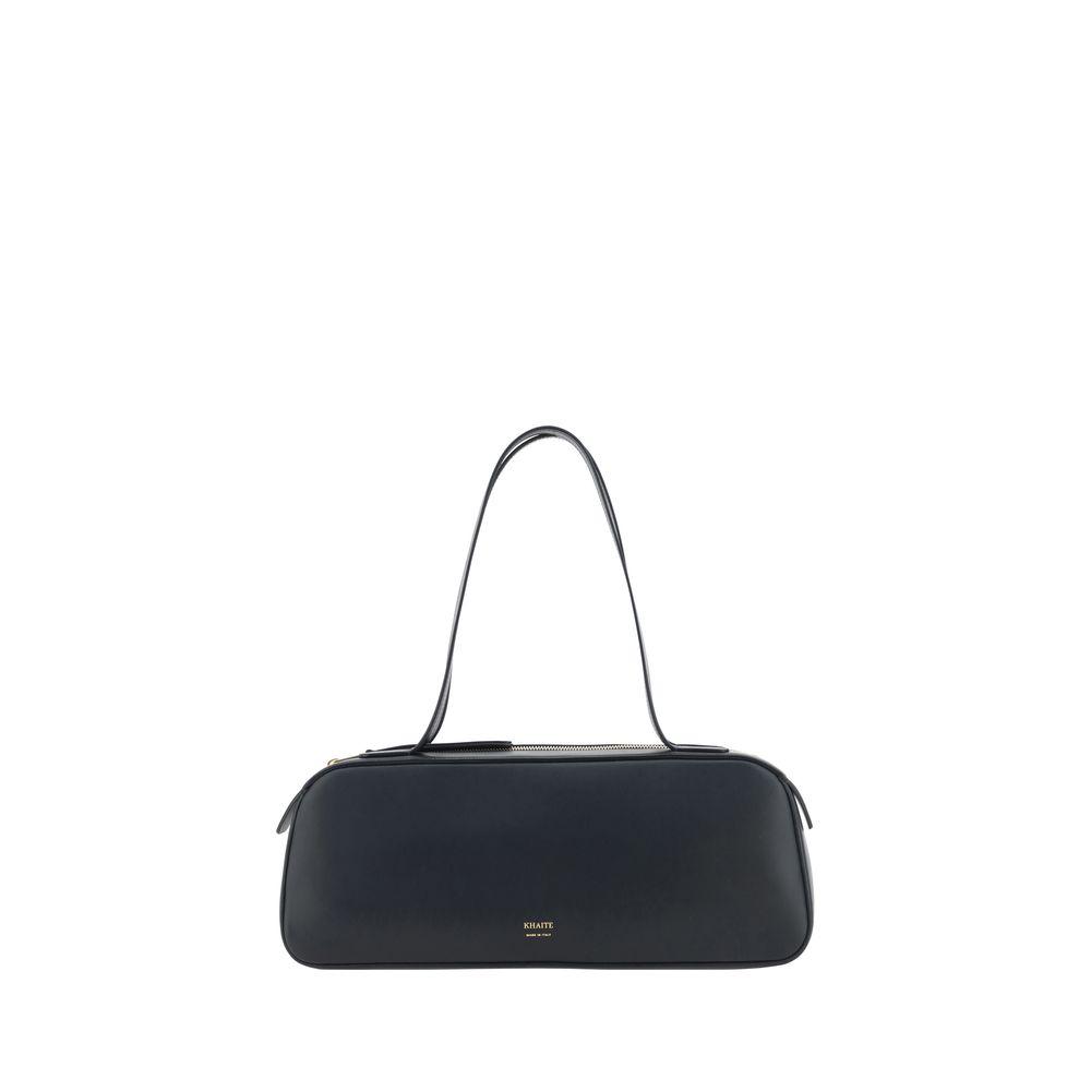 KHAITE Simona Crackle Patent Leather Shoulder Bag In Black Product Image