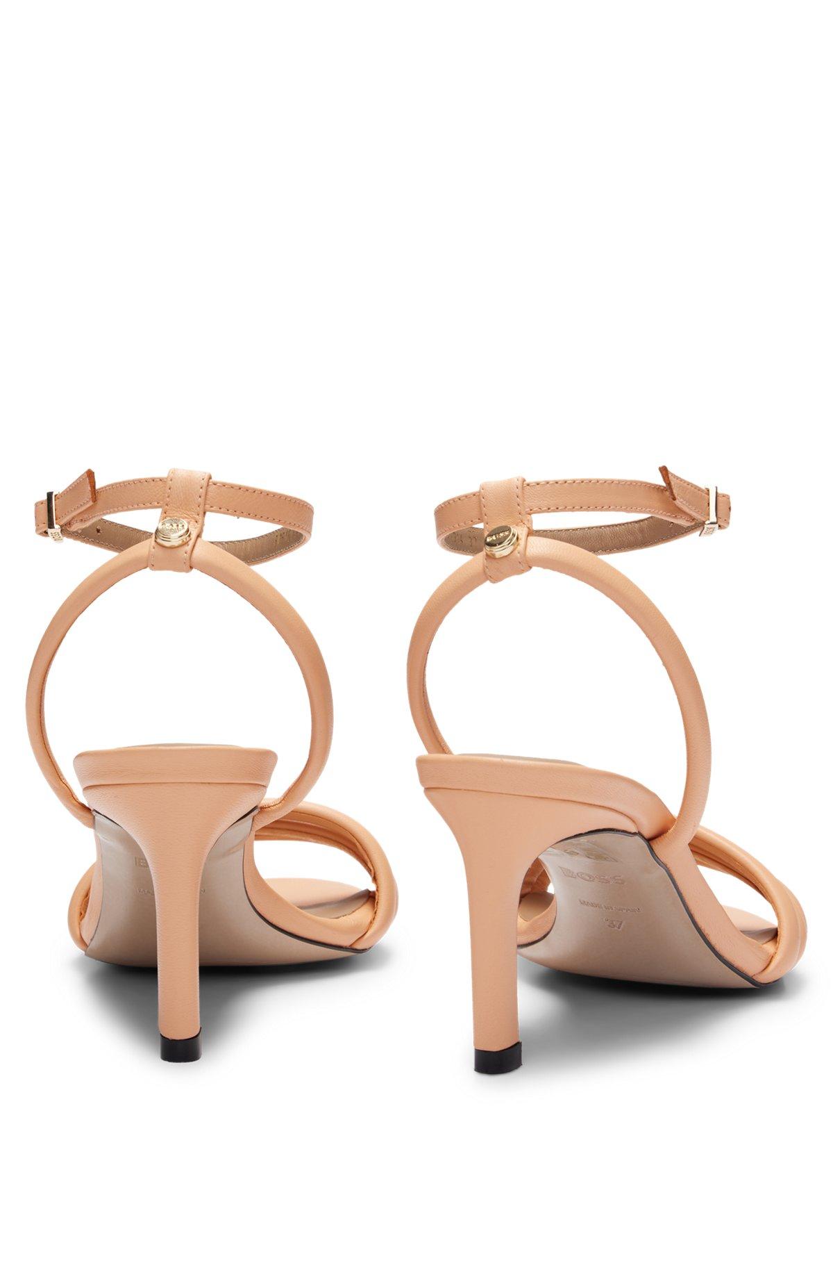 BOSS - Strappy sandals in nappa leather with a 7cm heel - light pink Product Image