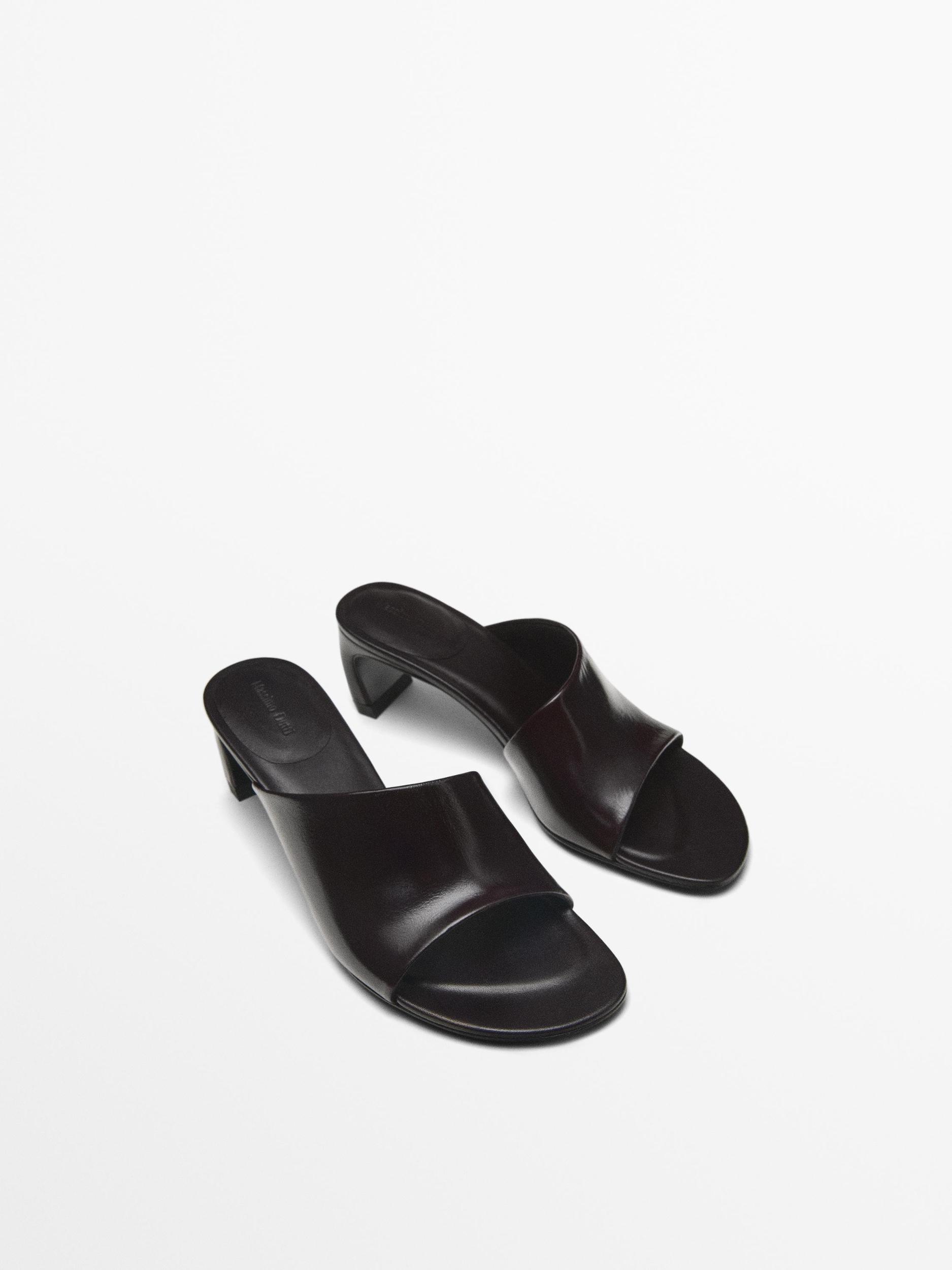 Leather high-heel slider shoes Product Image