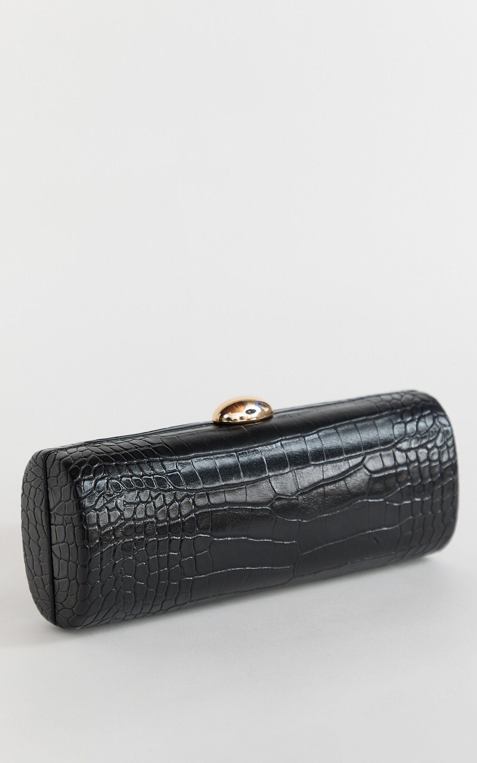 Jeannie Bag - Croc Clutch Bag in Black Product Image