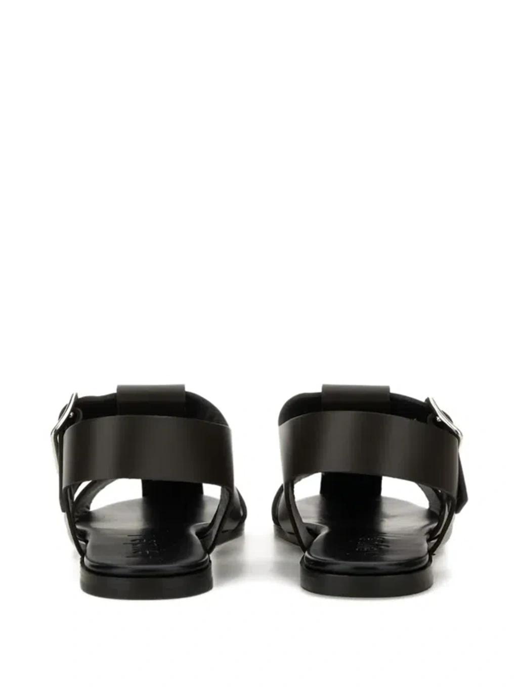 AEYDE 10mm Whit Leather Fisherman Sandals In Black Product Image