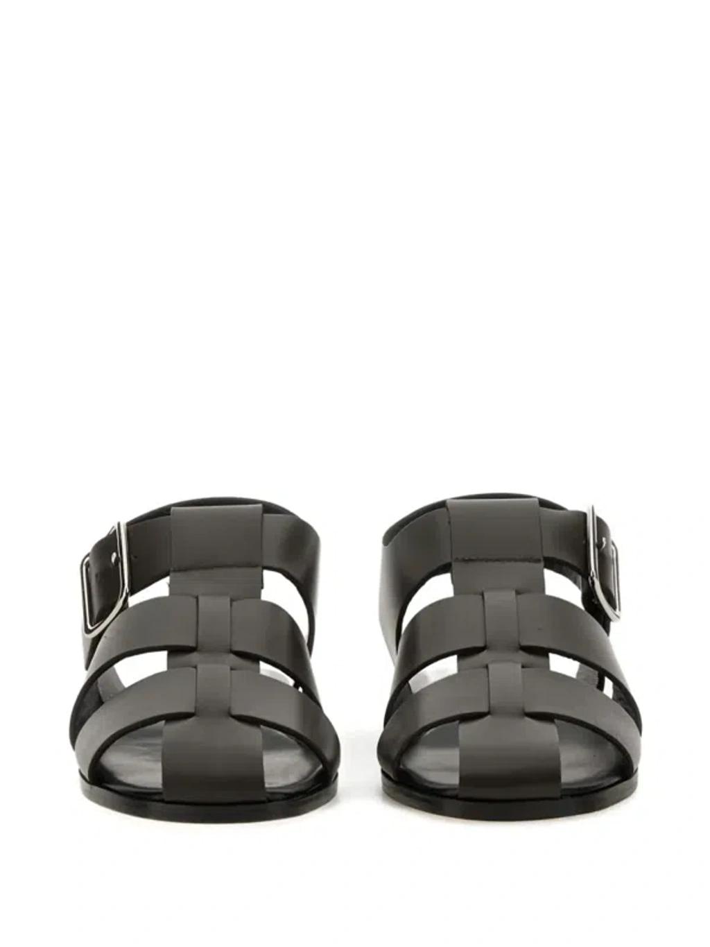 AEYDE 10mm Whit Leather Fisherman Sandals In Black Product Image