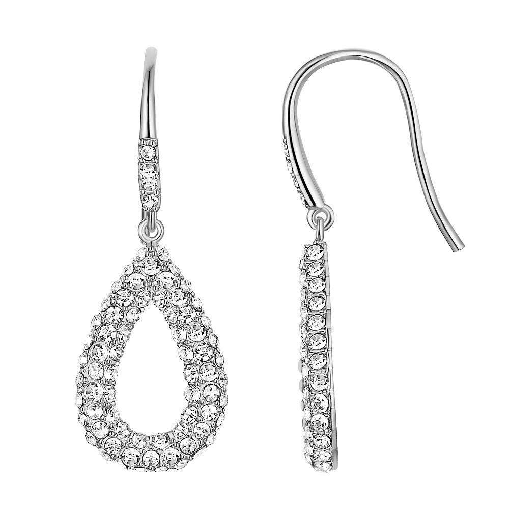 Chrystina Crystal Teardrop Dangle Earrings, Women's, Silver Tone Product Image