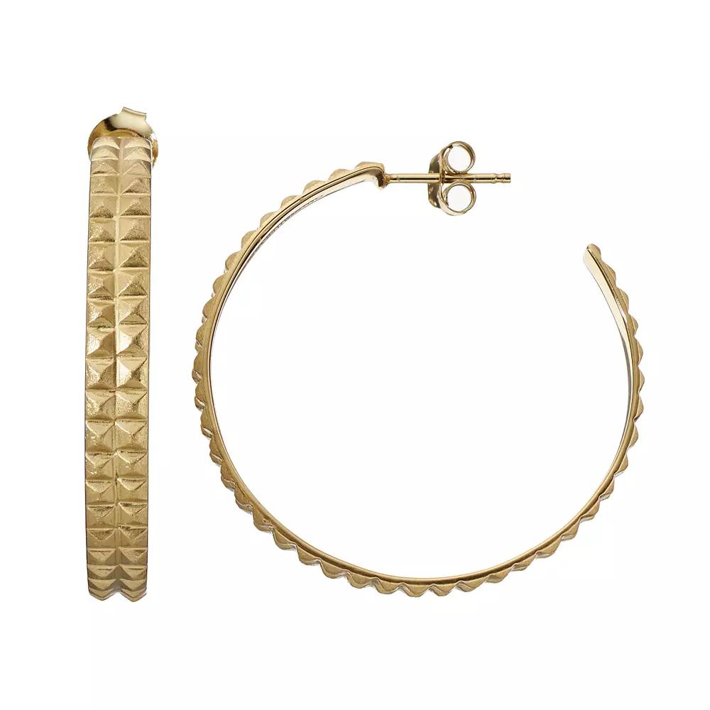 Sterling Silver Pyramid Hoop Earrings, Women's, White Over Silver Product Image