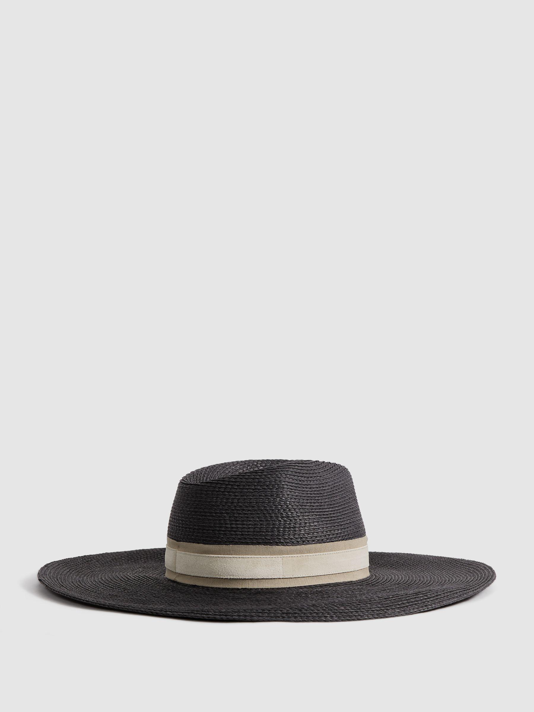 Raffia Wide Brim Sun Hat in Black Product Image