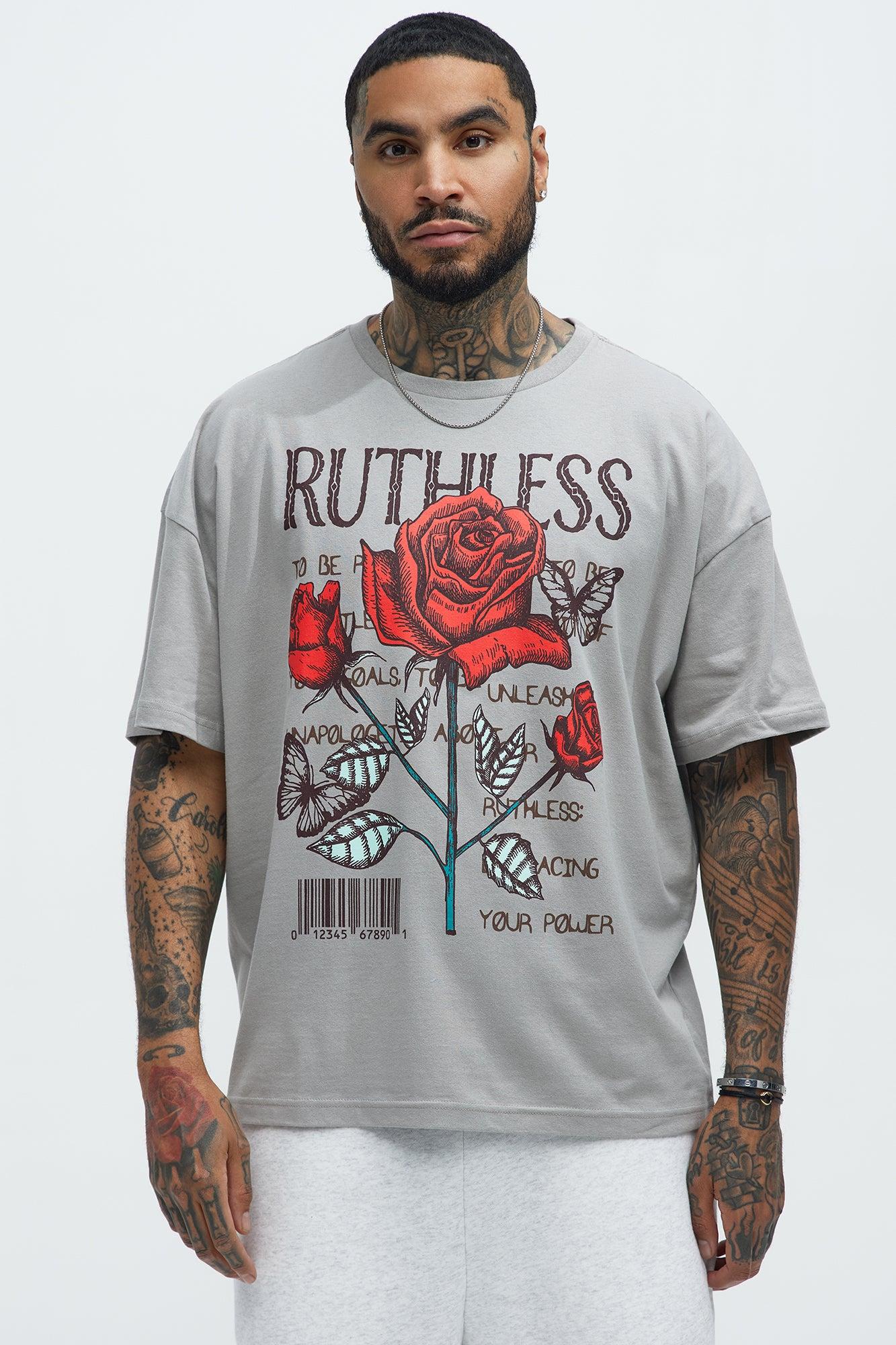 Ruthless Powers Oversized Short Sleeve Tee - Grey Product Image