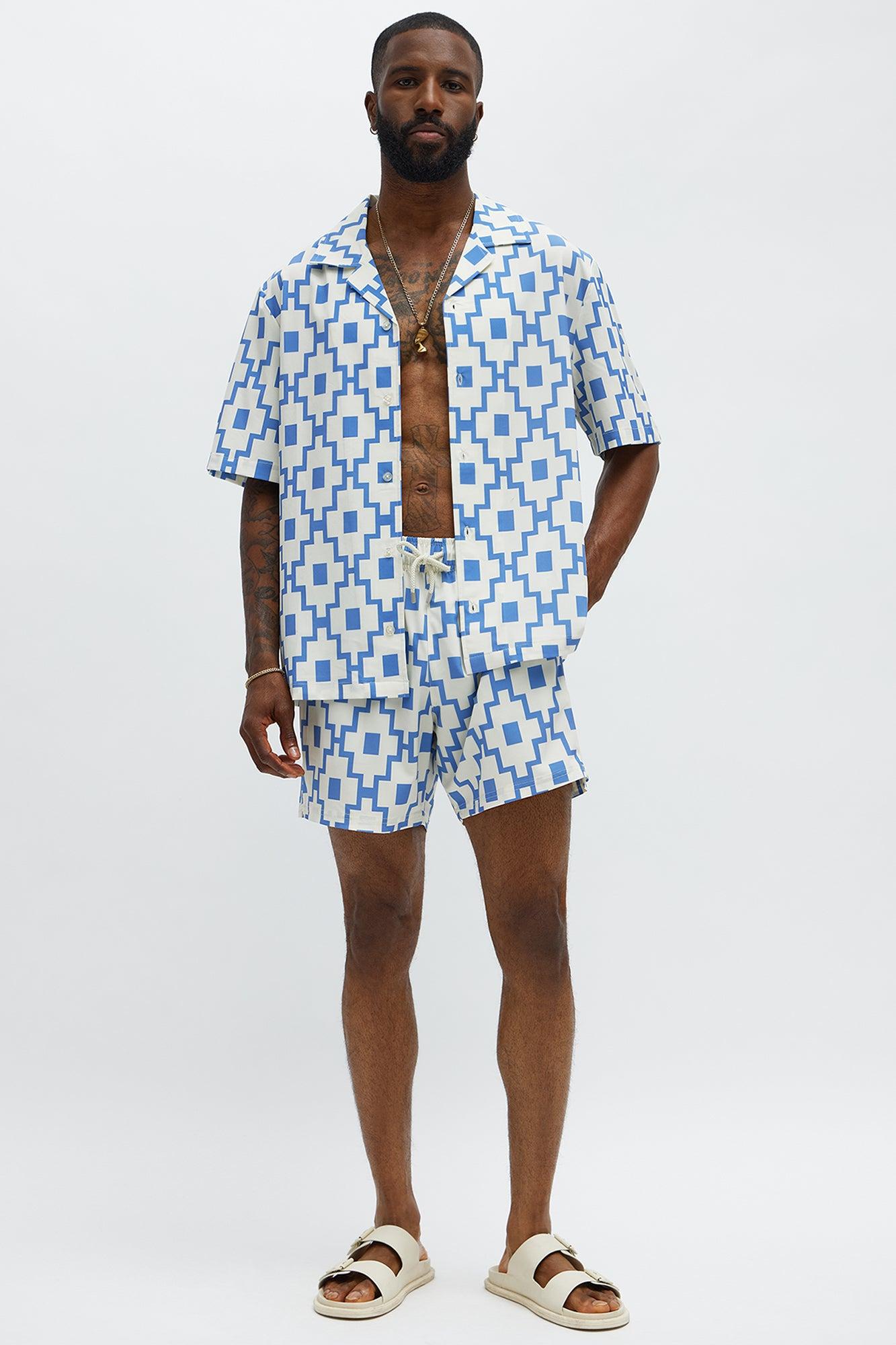Mosaic Printed Swim Mid Trunk - Blue/combo Male Product Image