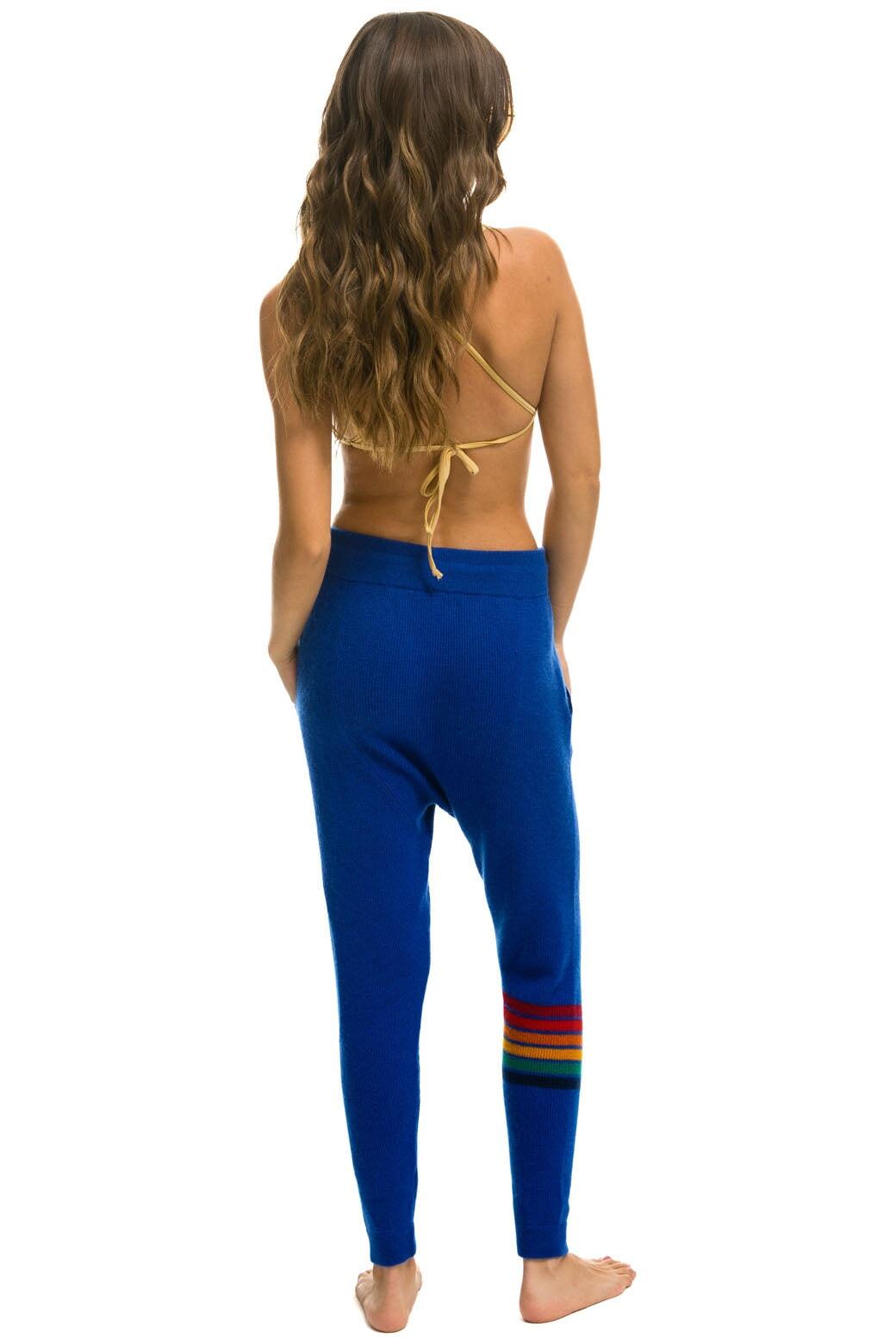 RAINBOW 6 STRIPE CASHMERE RELAXED FIT PANT - LAPIS Product Image