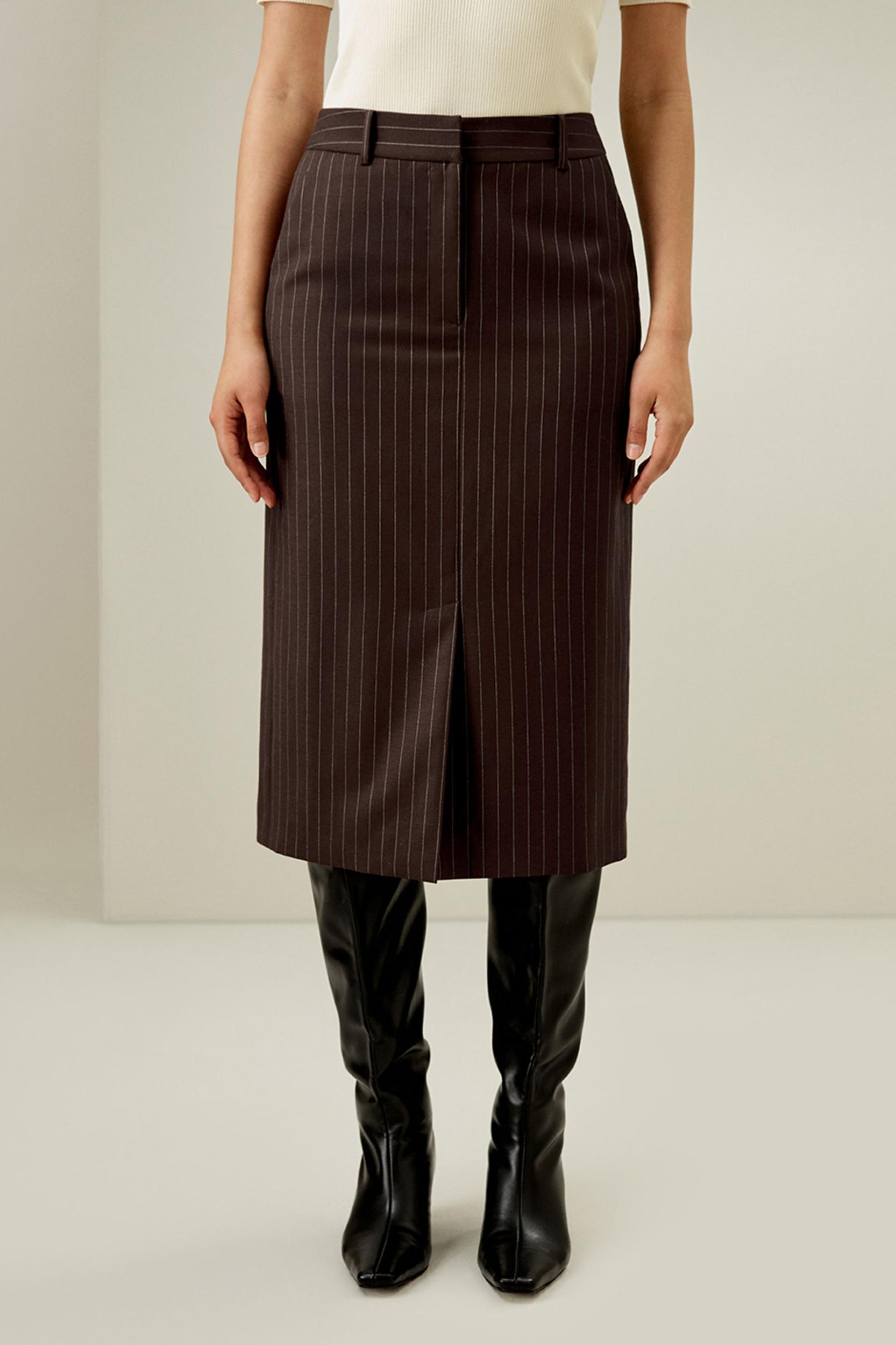 Pinstripe Midi Pencil Skirt Product Image