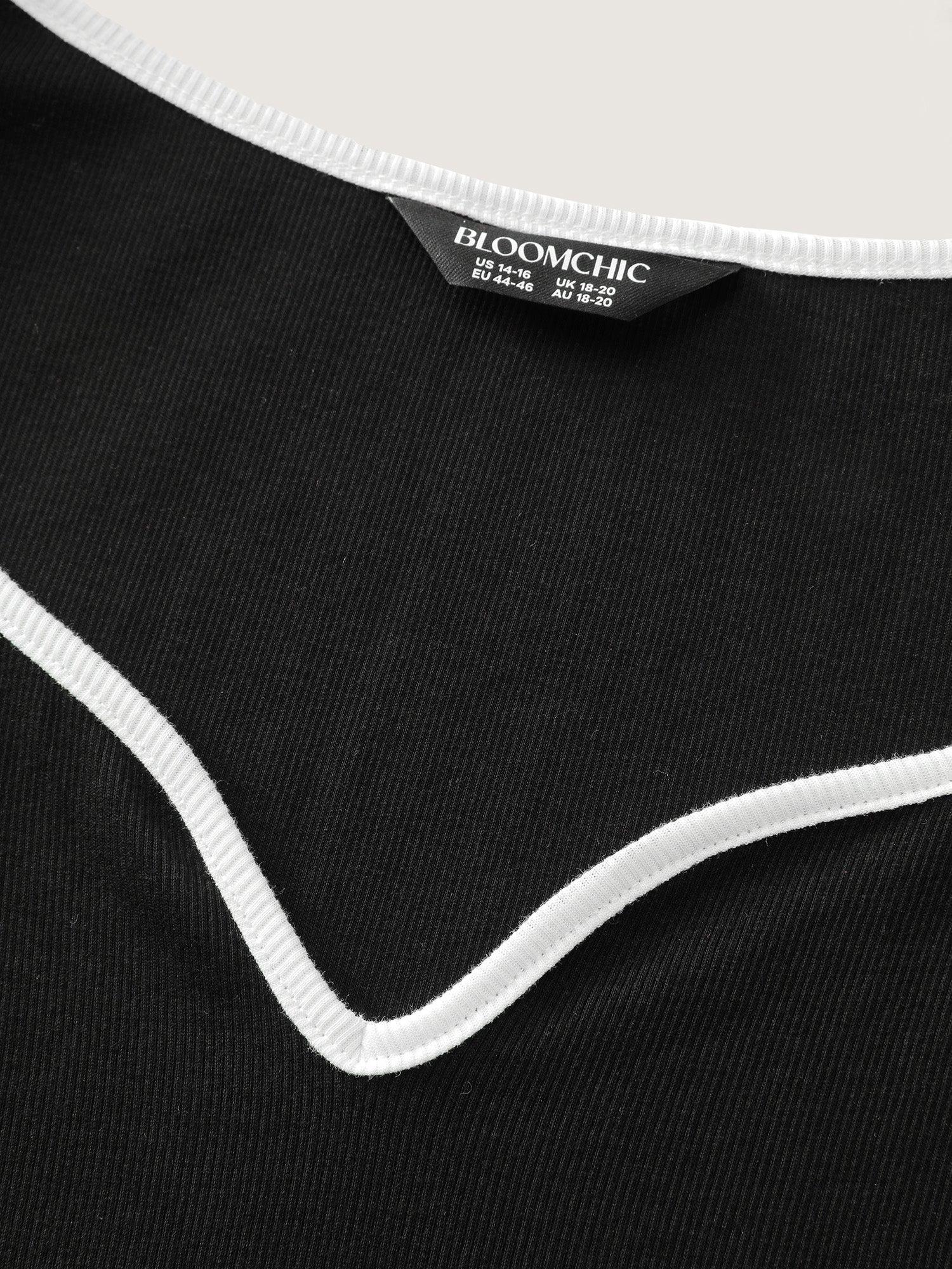 Pure Cotton Ribbed Solid T-Shirt Female Product Image