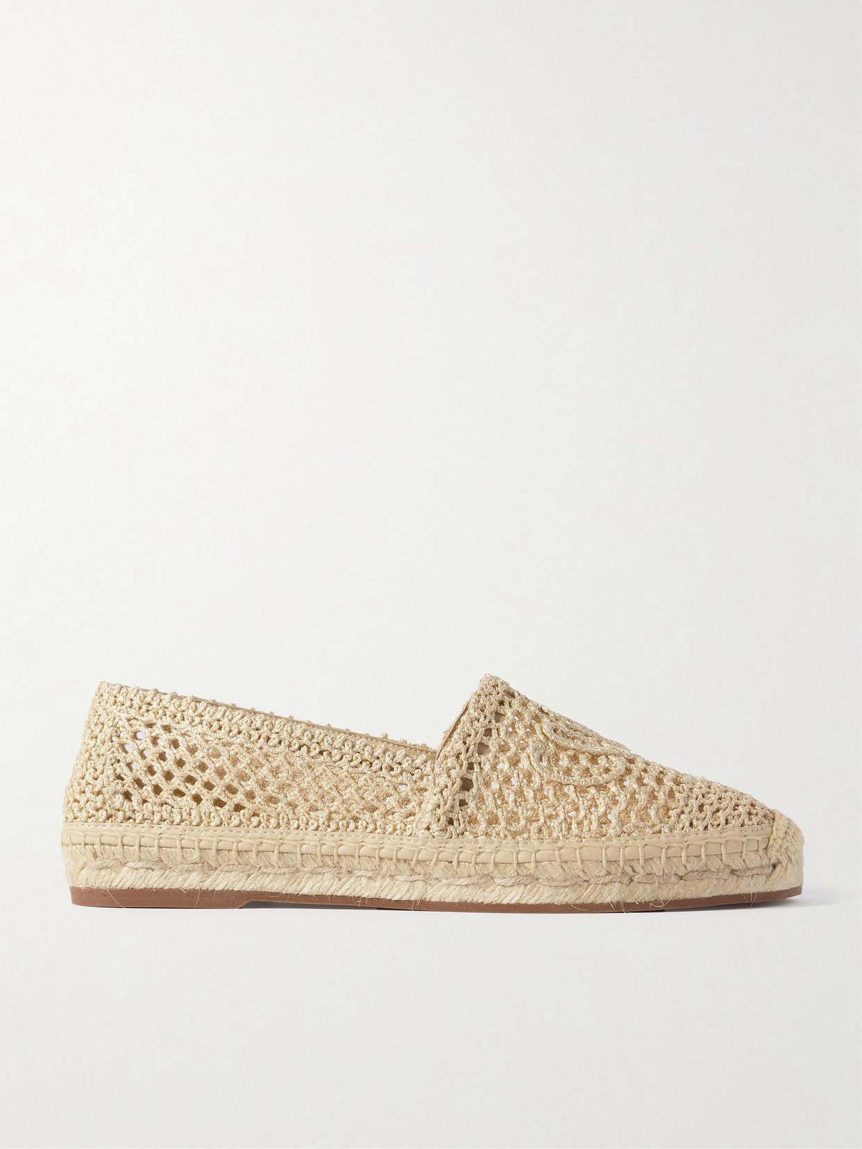 CHLOÉ Womens Chloe Isla Logo-embossed Crochet Espadrilles In Brown Product Image