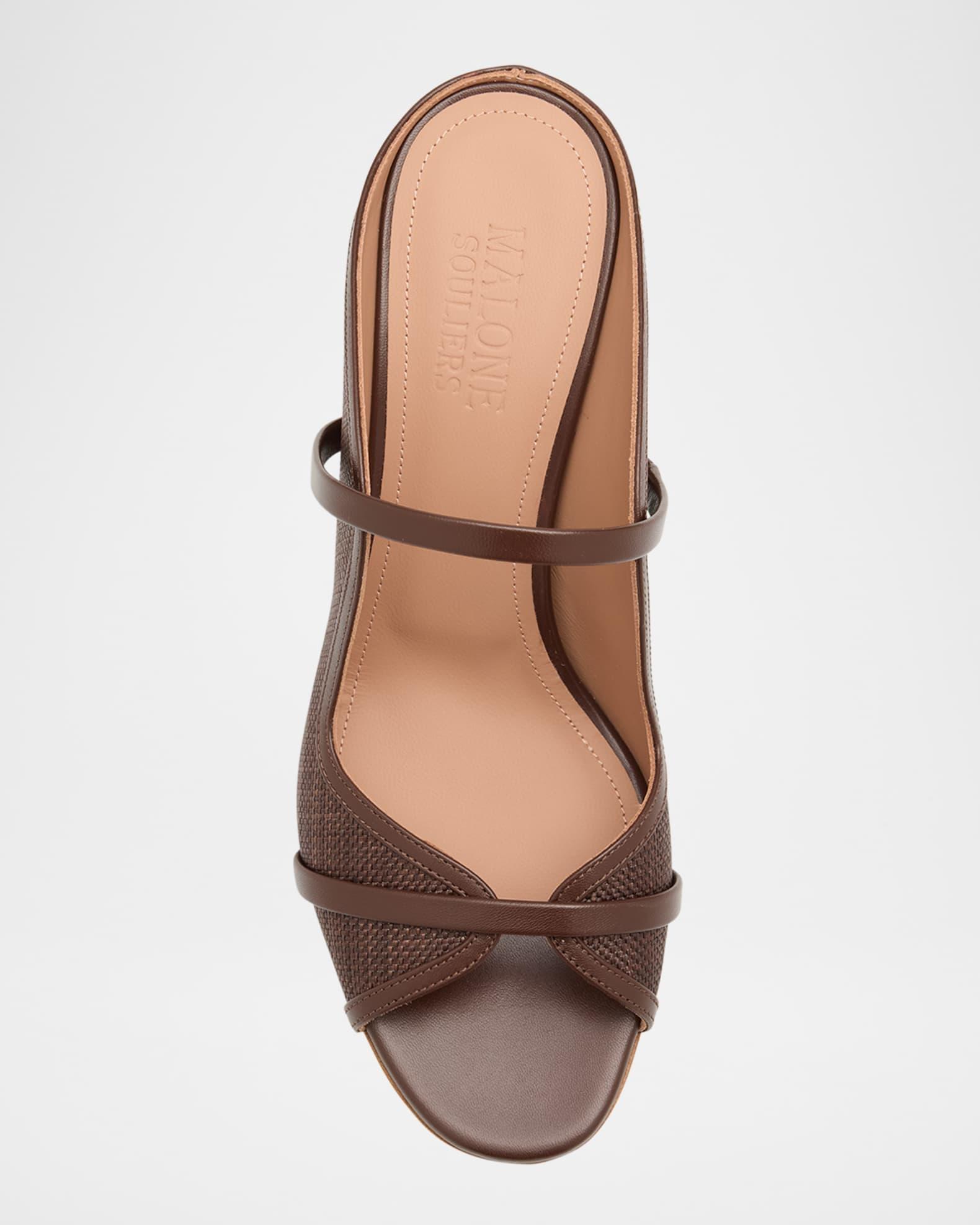 Norah Nappa Leather Raffia Dual-Strap Mule Sandals Product Image