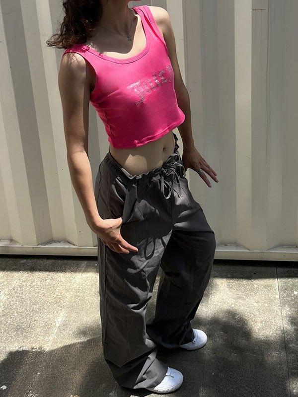 Rhinestone Letter Crop Tank Top Product Image