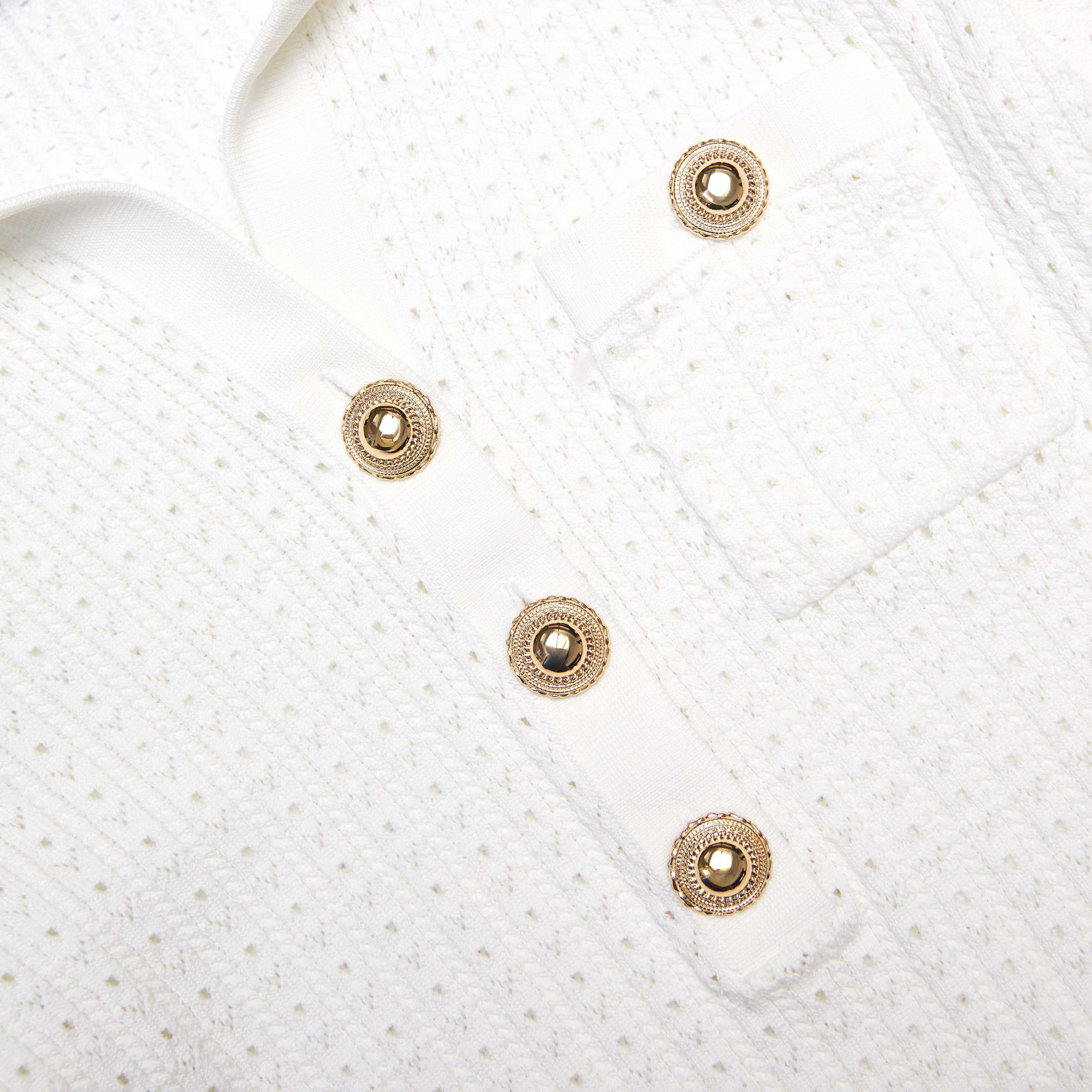 White Pointelle Knit Top Product Image