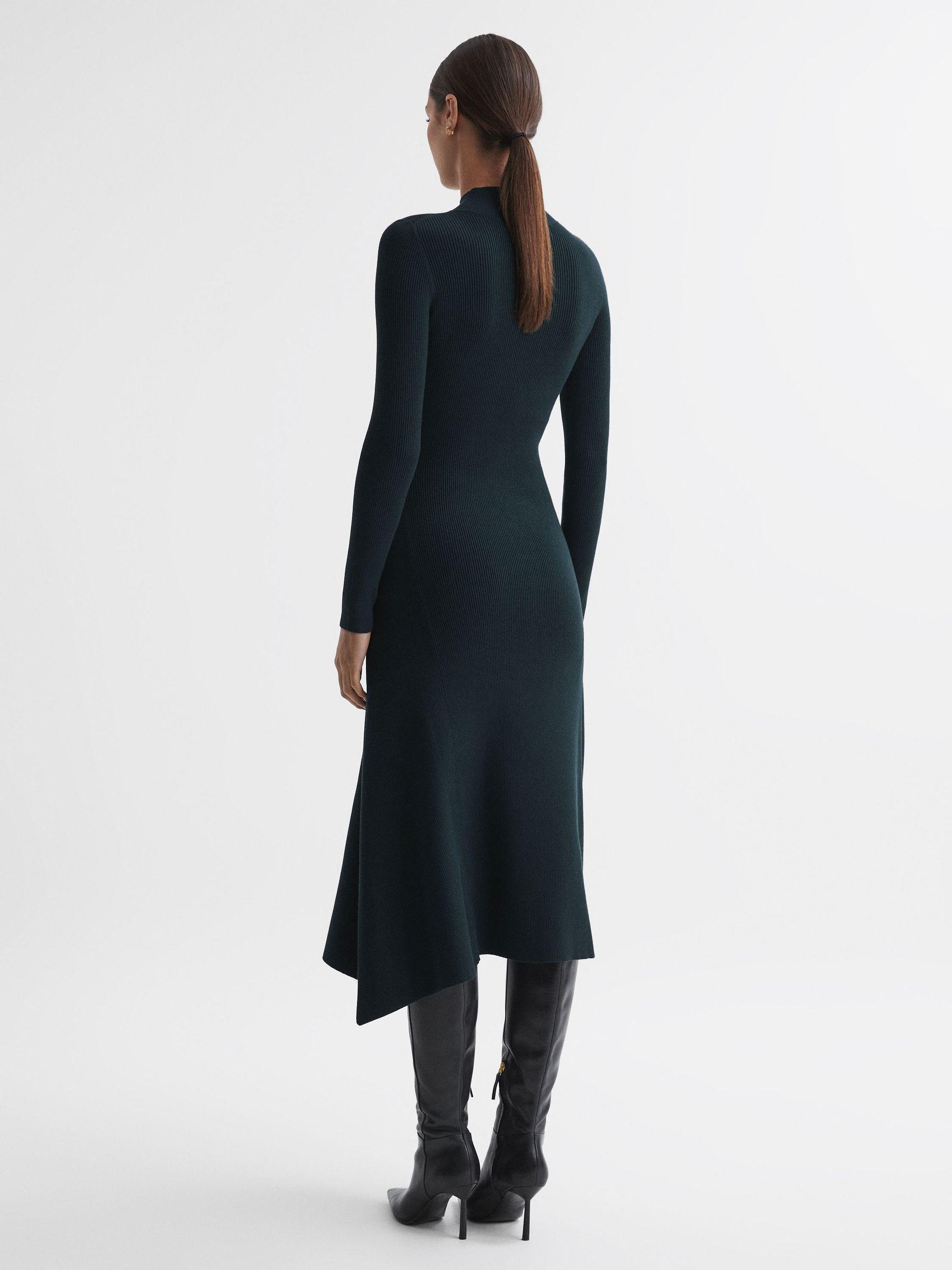 Petite Knitted Bodycon Midi Dress in Teal Product Image