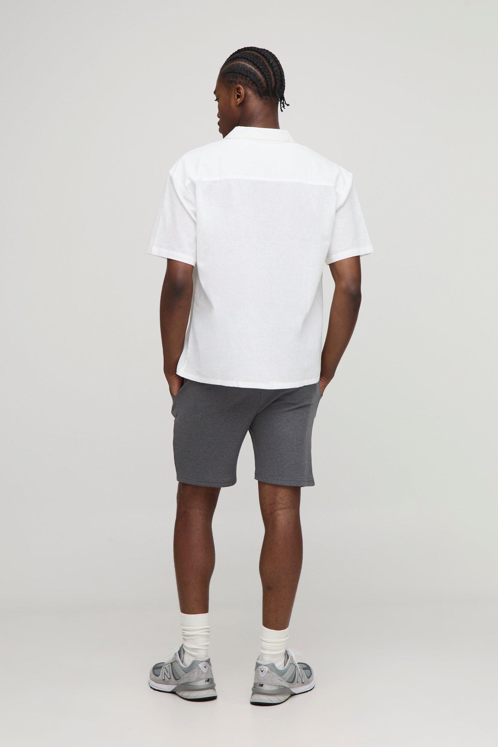 Elasticated Waist Slim Fit Waffle Shorts | boohooMAN USA Product Image