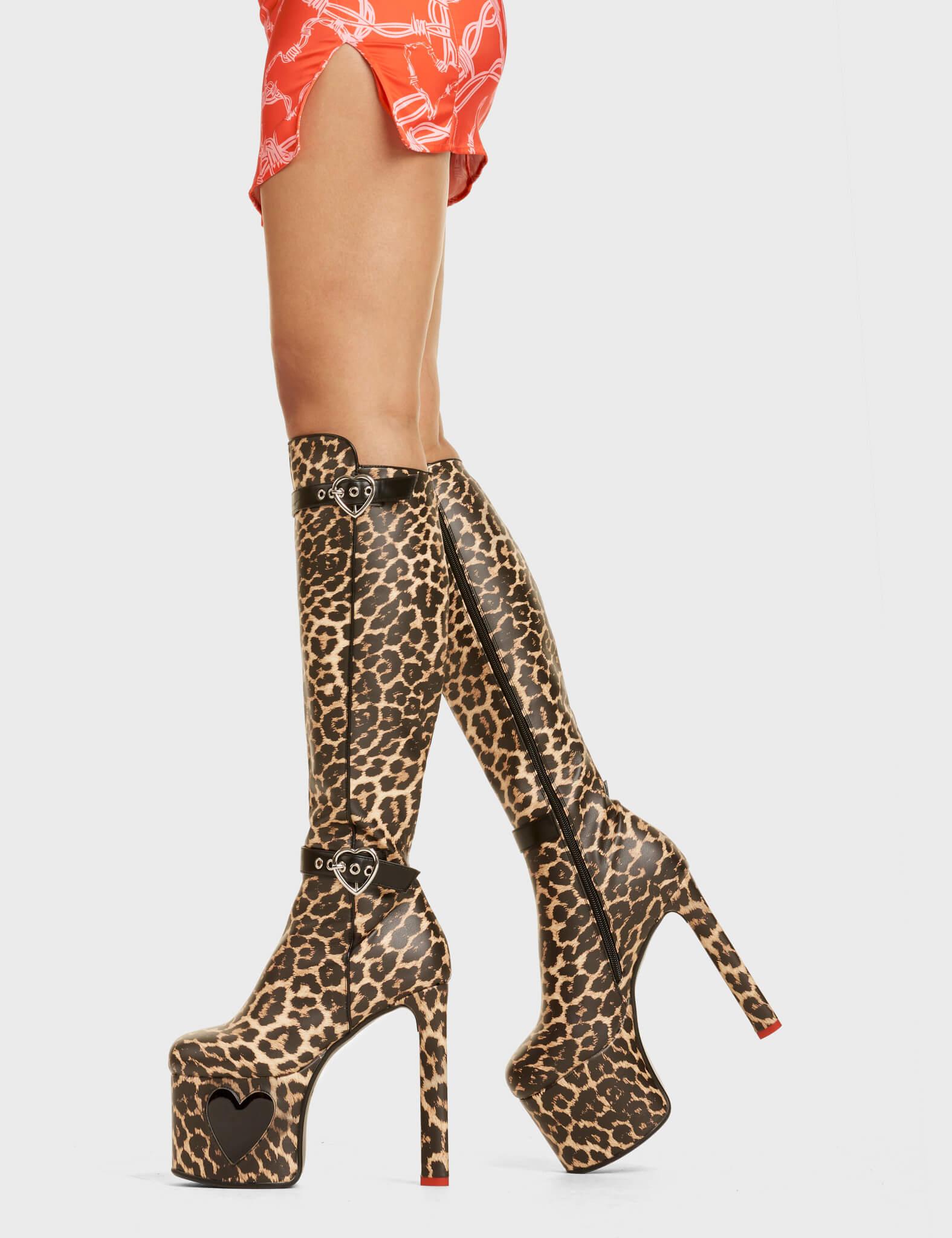 Fuzzy Platform Knee High Boots Product Image
