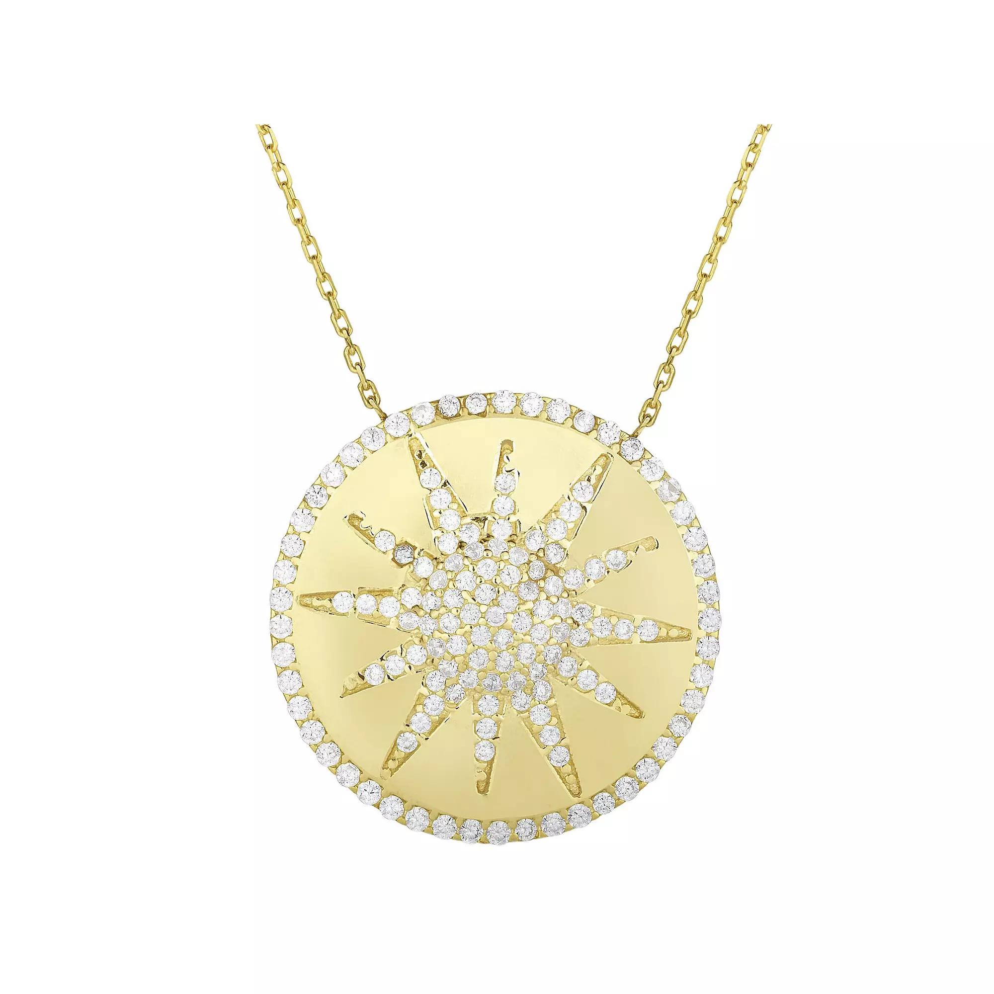 Sunkissed Sterling 14k Gold Over Silver Cubic Zirconia Pendant Necklace, Women's, Size: 18", Gold Tone Product Image