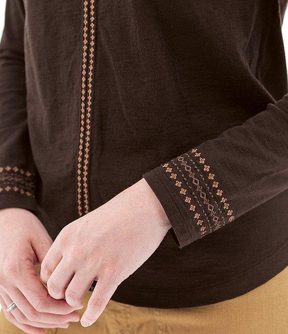Aventura Rafferty Embroidered V-Notch Long Sleeve Top Product Image