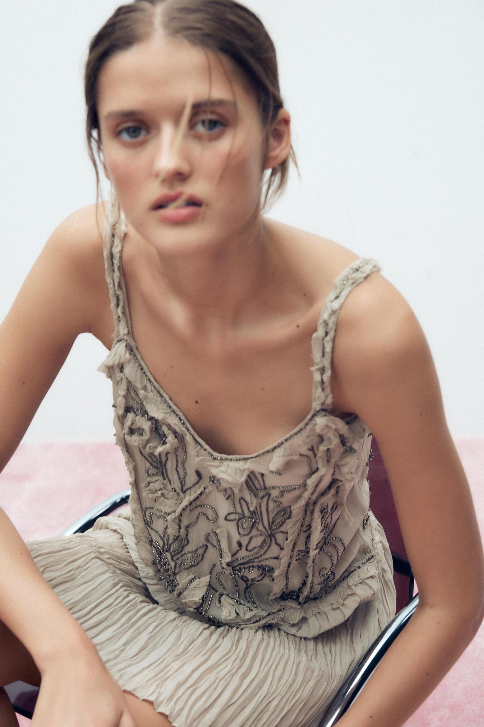 LIMITED EDITION BEADED WRINKLED EFFECT DRESS Product Image