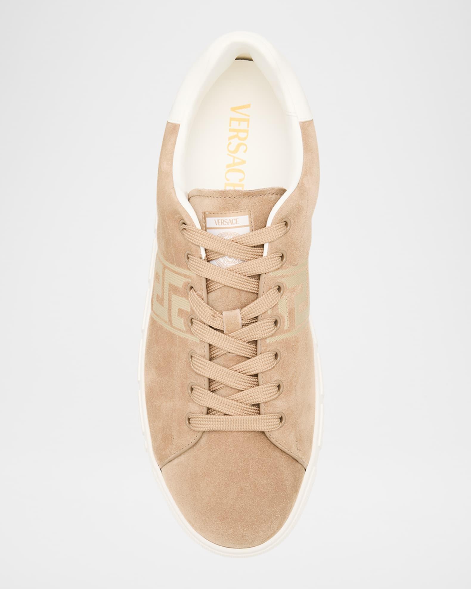 Men's La Greca Greek Key Suede Low-Top Sneakers Product Image