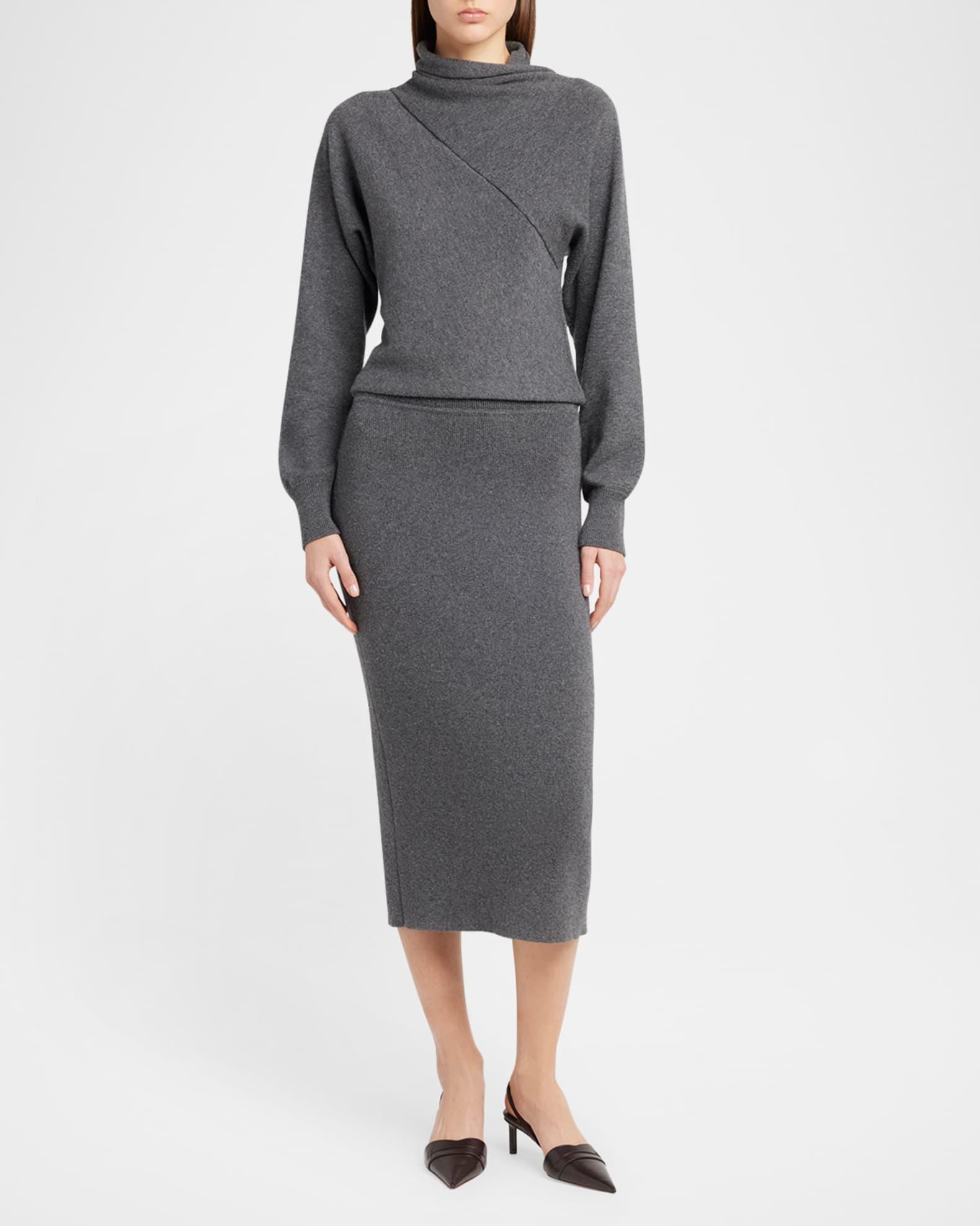Fine Cashmere-Cotton Rib Pencil Skirt Product Image
