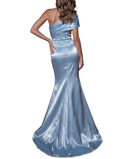 Terani Couture One Shoulder Simmer Organza Long Gown Product Image
