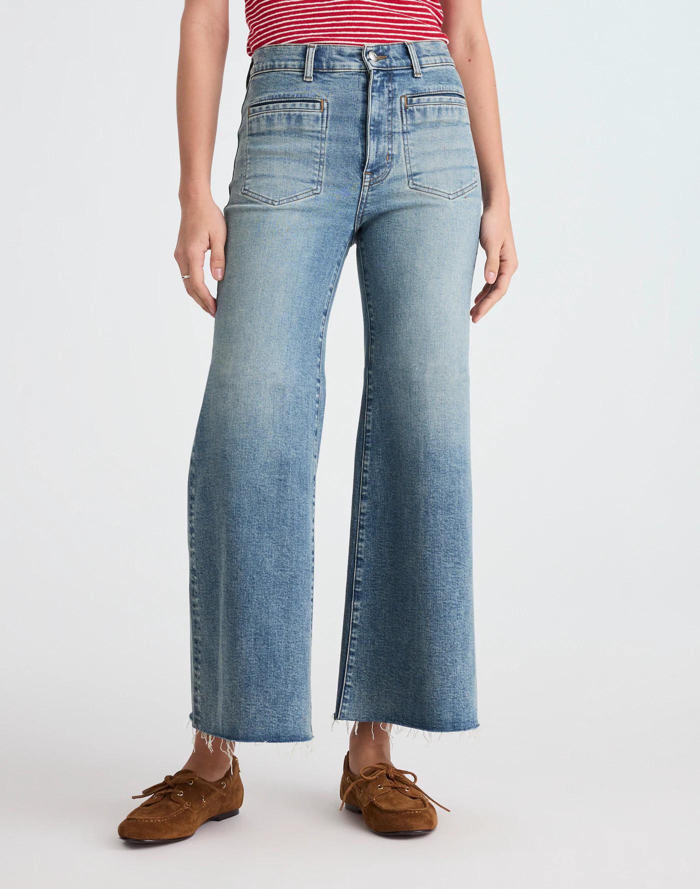 Flared Wide-Leg Crop Jeans Product Image