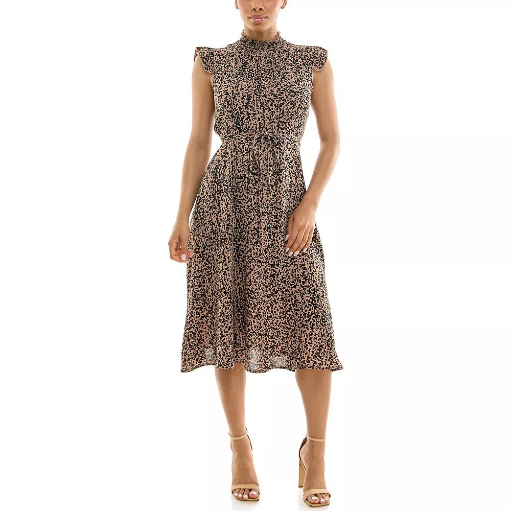 Women's Nina Leonard Smocked Printed Dress,  Product Image