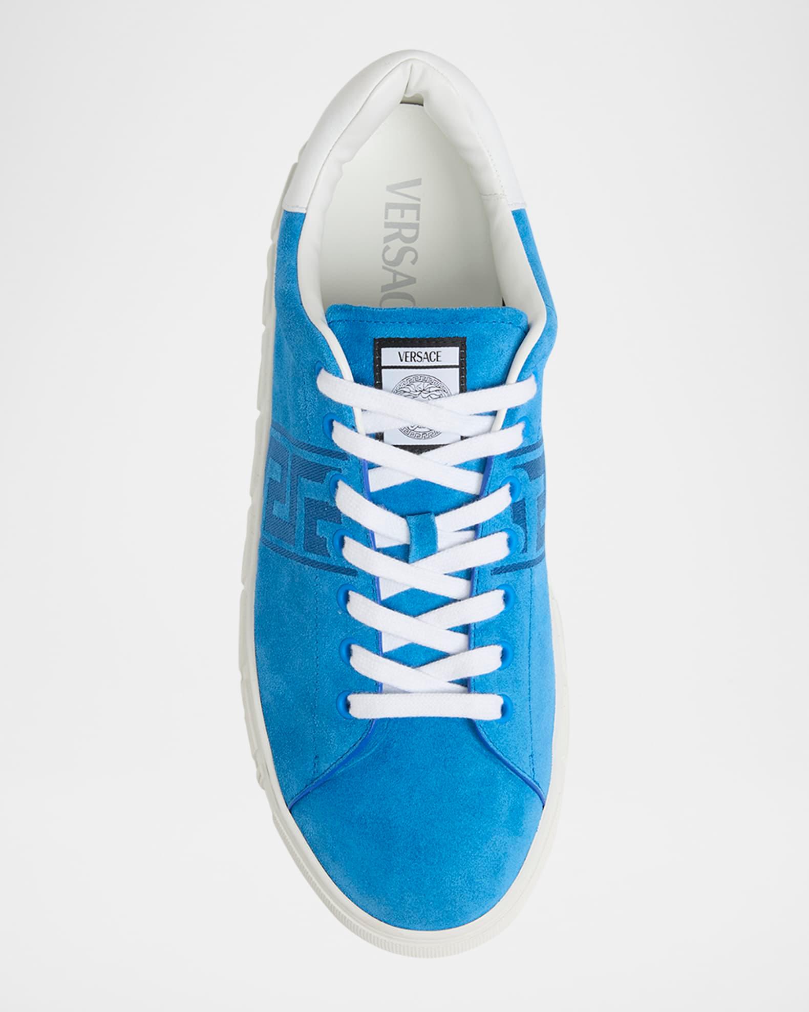 Men's La Greca Greek Key Suede Low-Top Sneakers Product Image