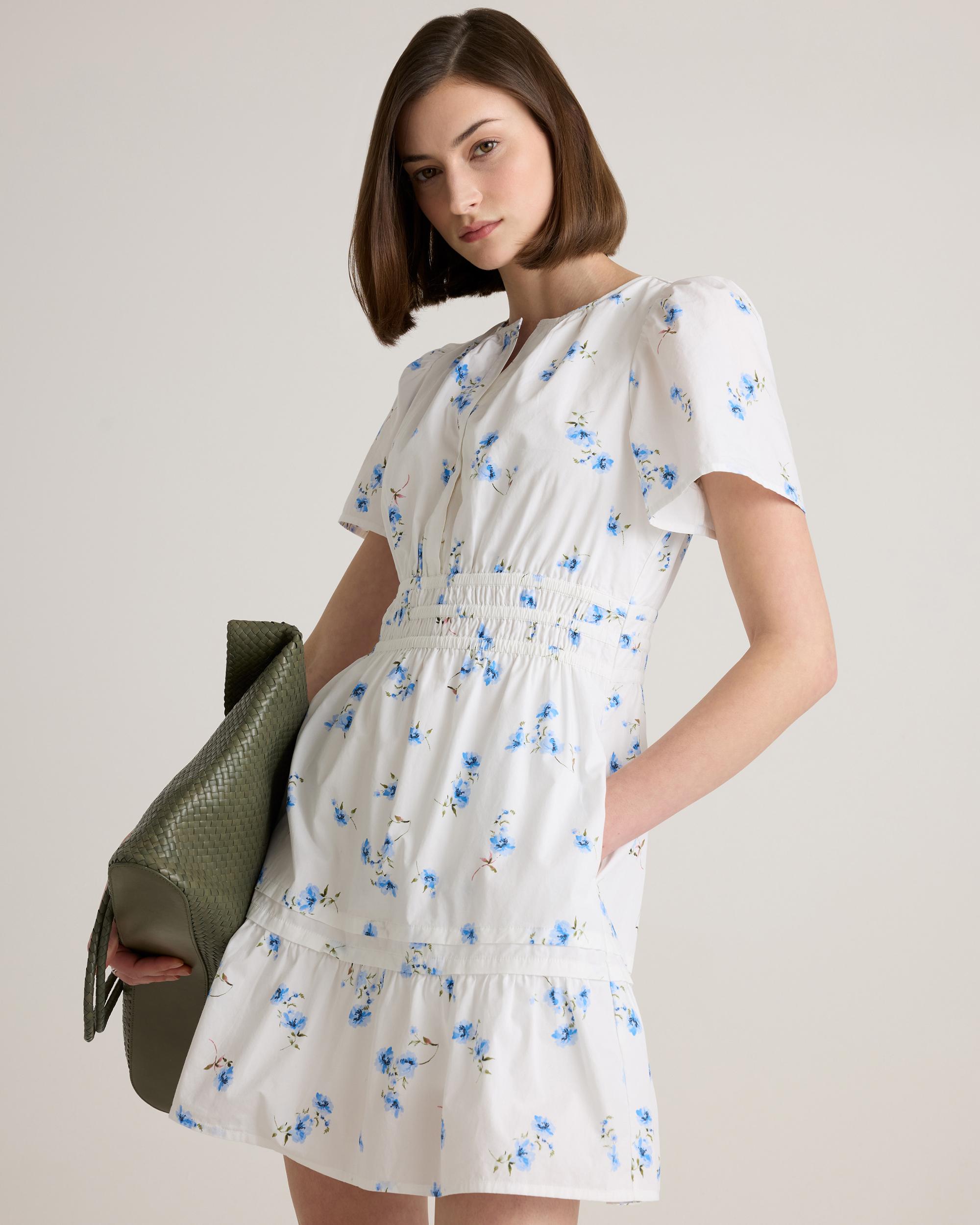 Quince | Women's Poplin Tiered Mini Dress Organic Cotton Product Image