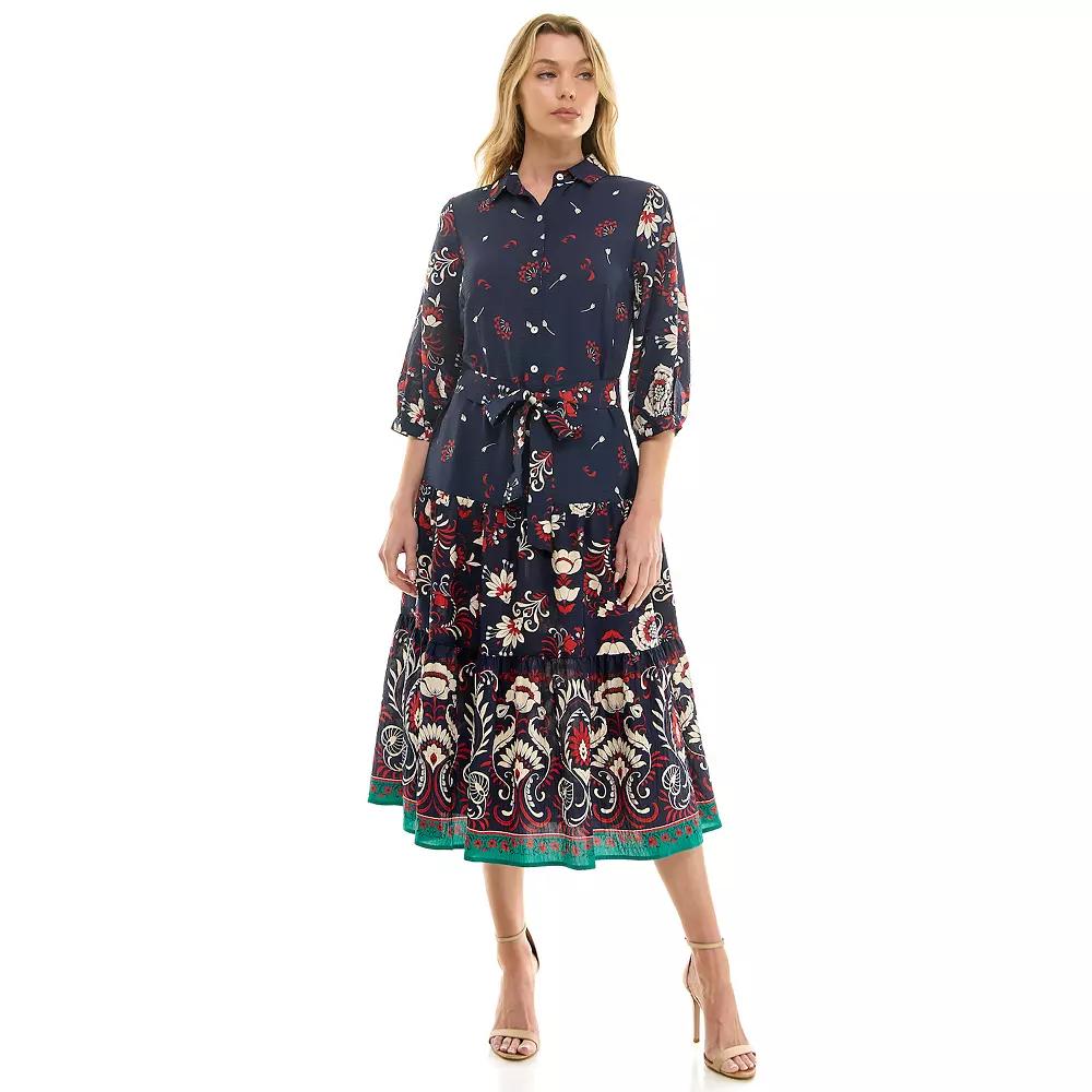 Women's Figueroa & Flower Bottom Border Button Down Dress,  Product Image