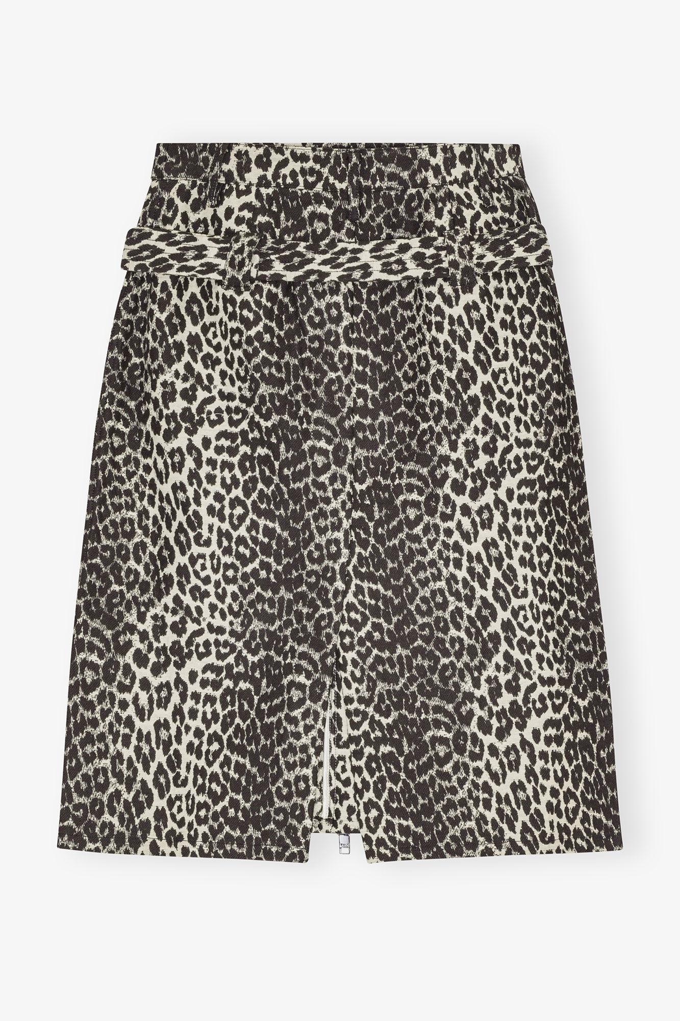 Leopard Cotton Tweed Midi Skirt Product Image