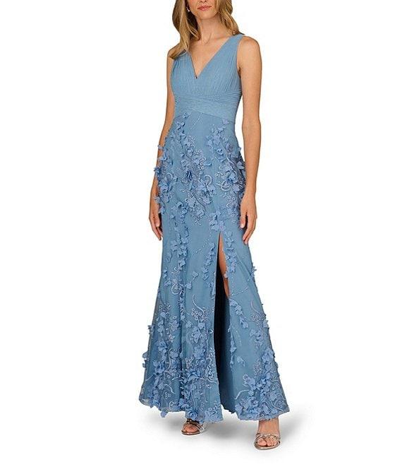 Aidan Mattox V-Neck Sleeveless Front Slit Gown Product Image